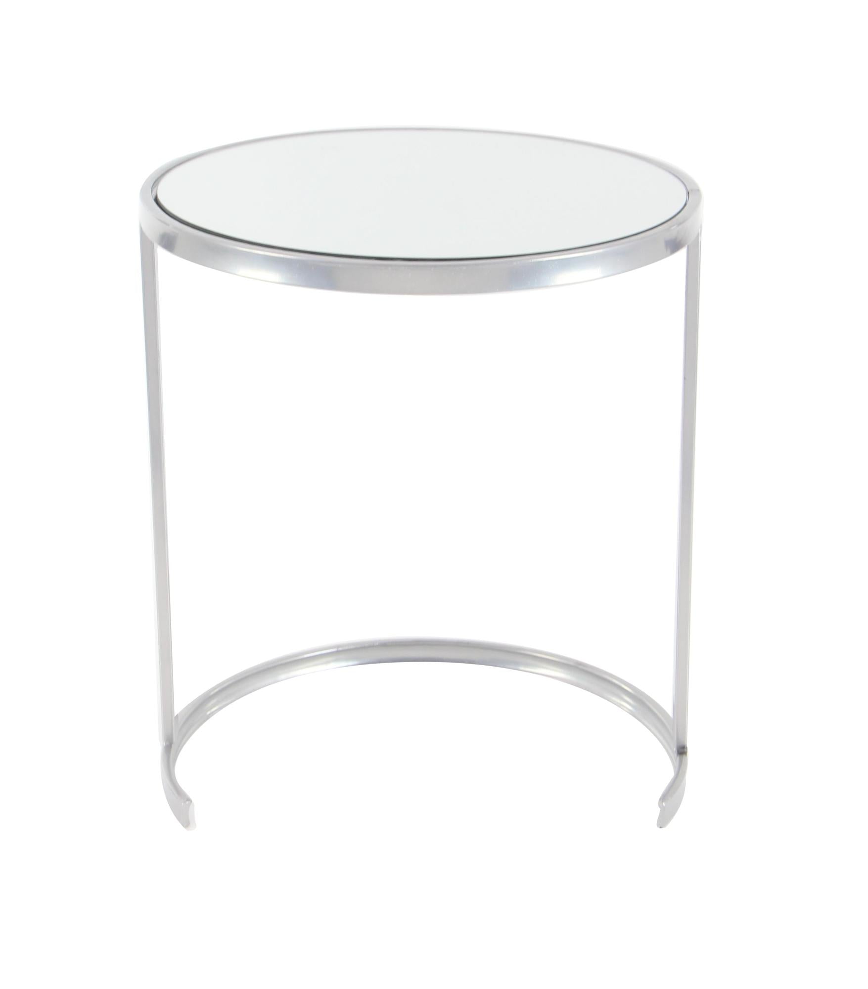 Set of 3 Metal Round Nesting Side End Accent Table with Black Glass Top