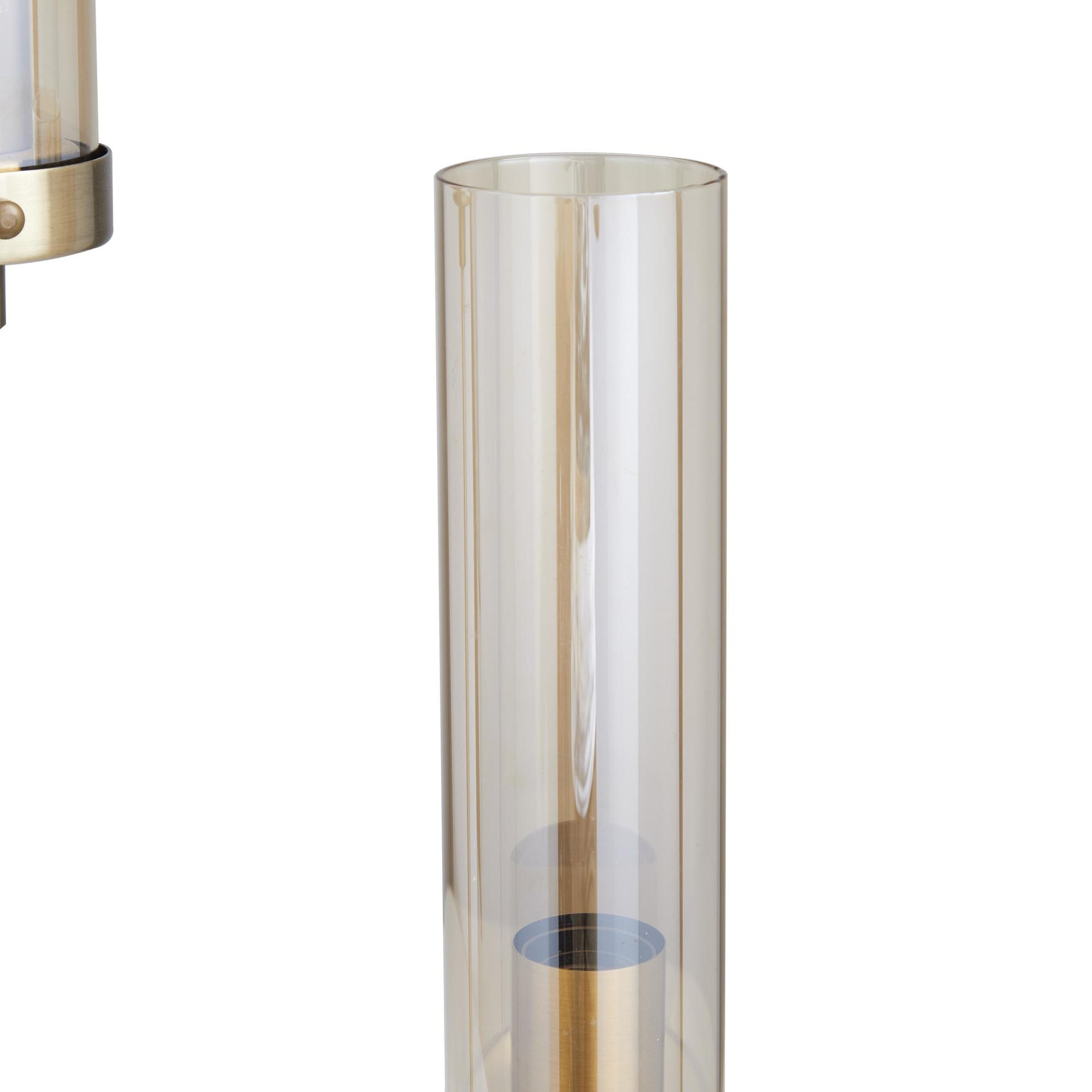 Gold Metal Tall Room Accent Lamp with Cylinder Glass Shades