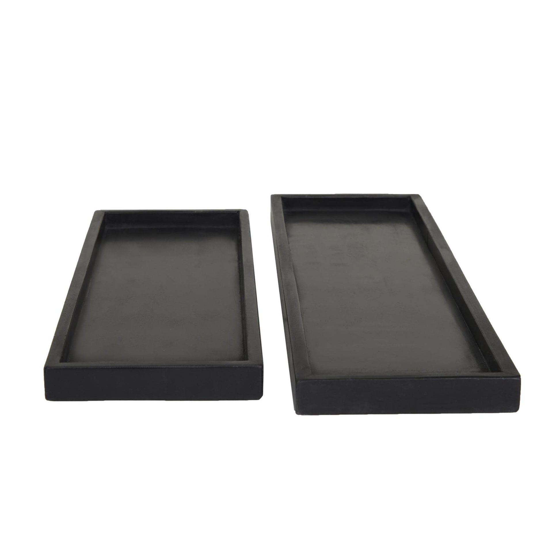Set of 2 Marble Minimalistic Textured Square Living Room Decor Tray Set of 2 10", 8"W