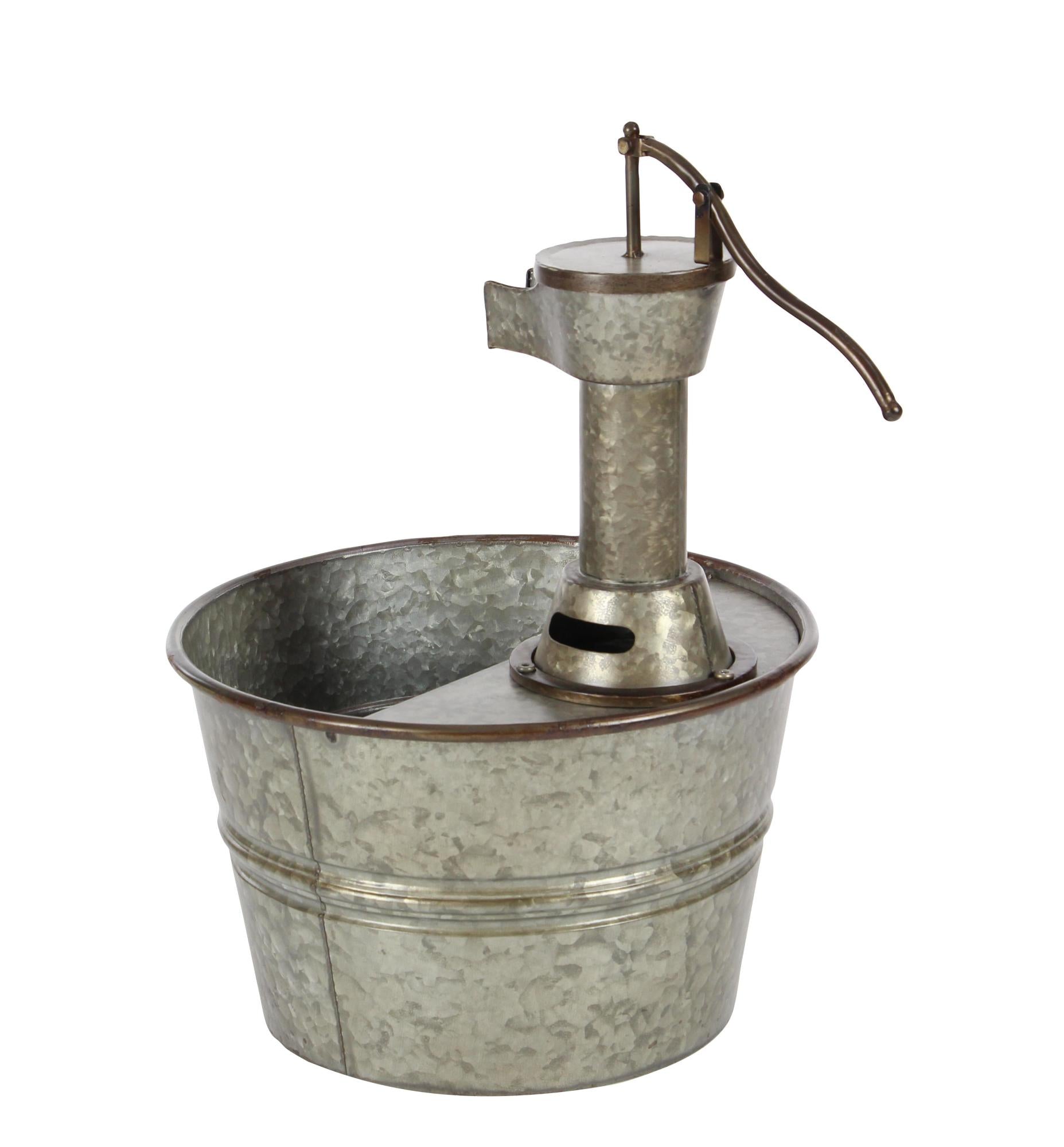 Gray Metal Indoor Outdoor Fountain with Pump Style Faucet