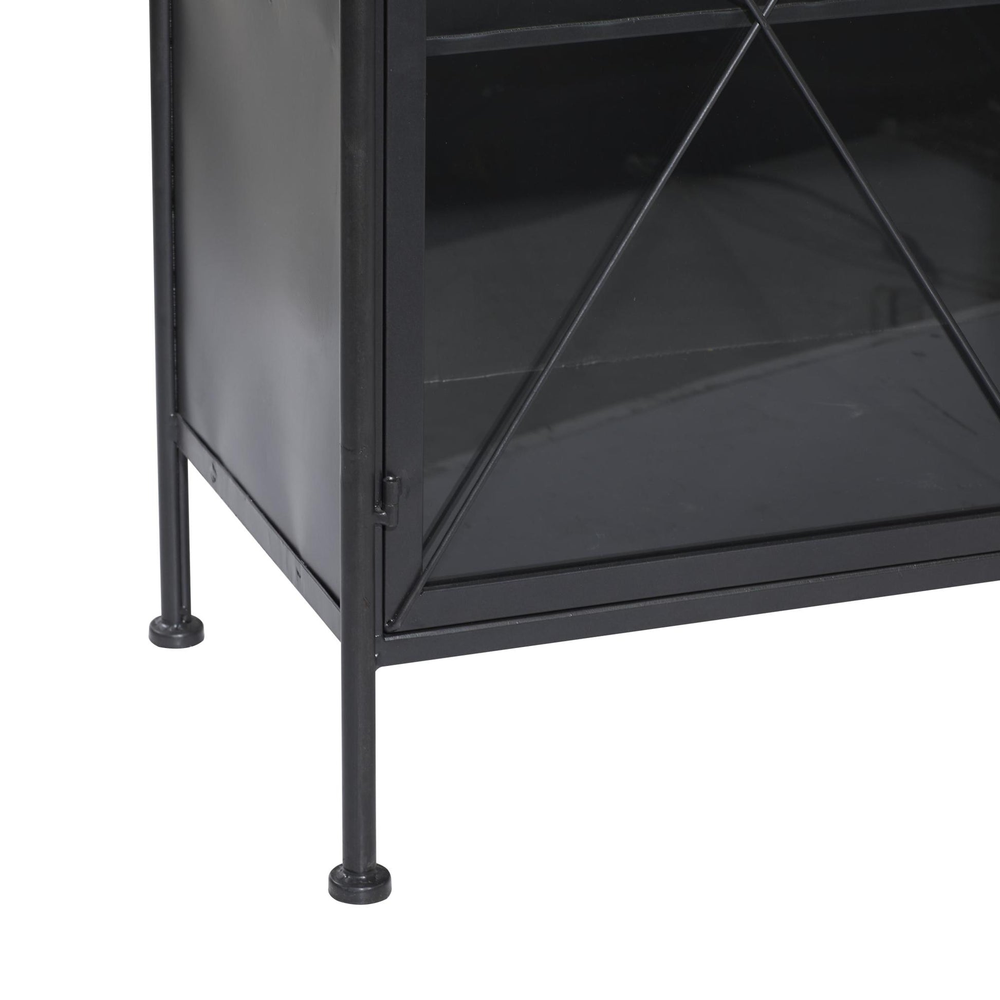 Geometric Metal 1 Shelf and 2 Doors Room Cabinet with Glass Front Panels 33" x 14" x 30"