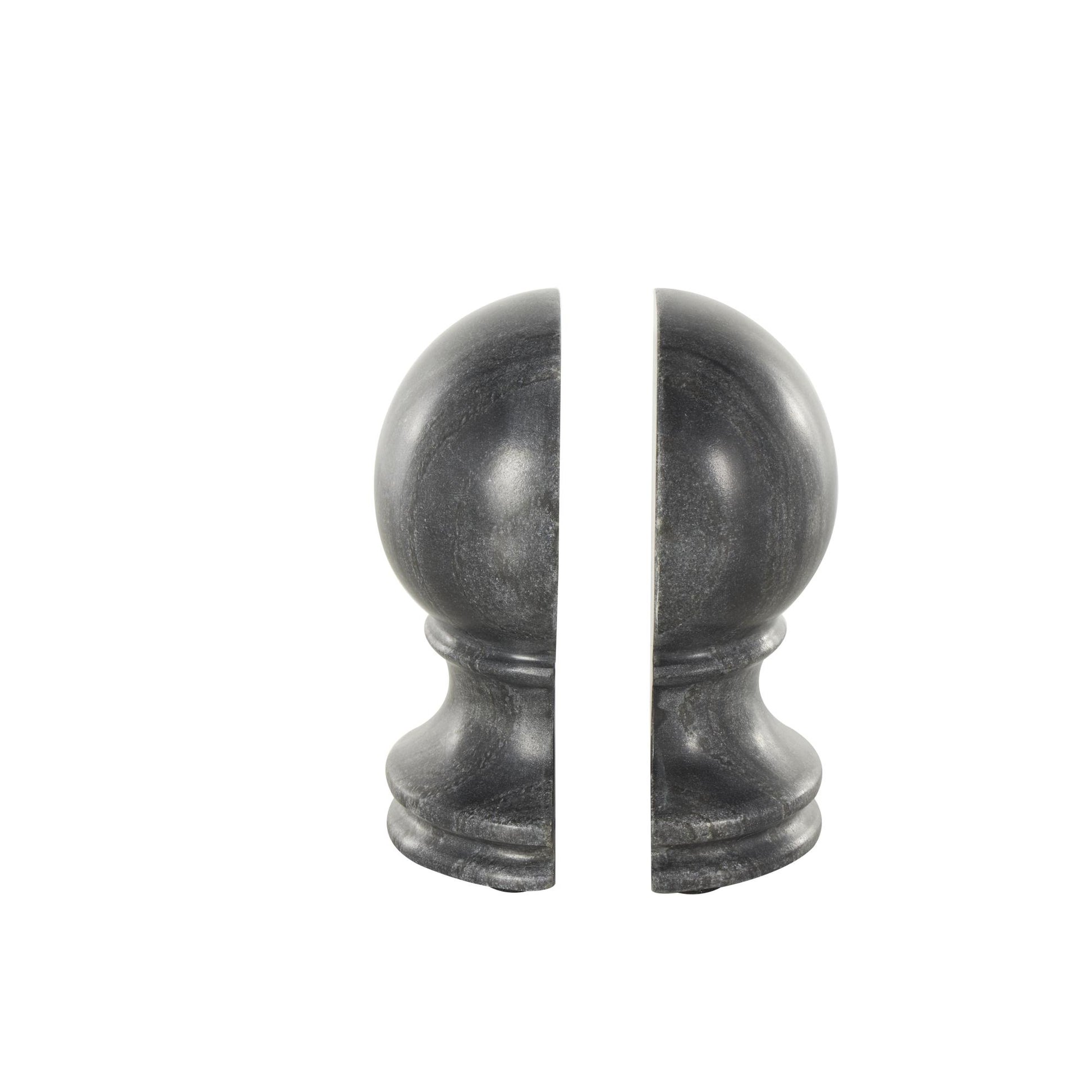 Set of 2 Globe Marble Sleek Orb Decorative Bookends