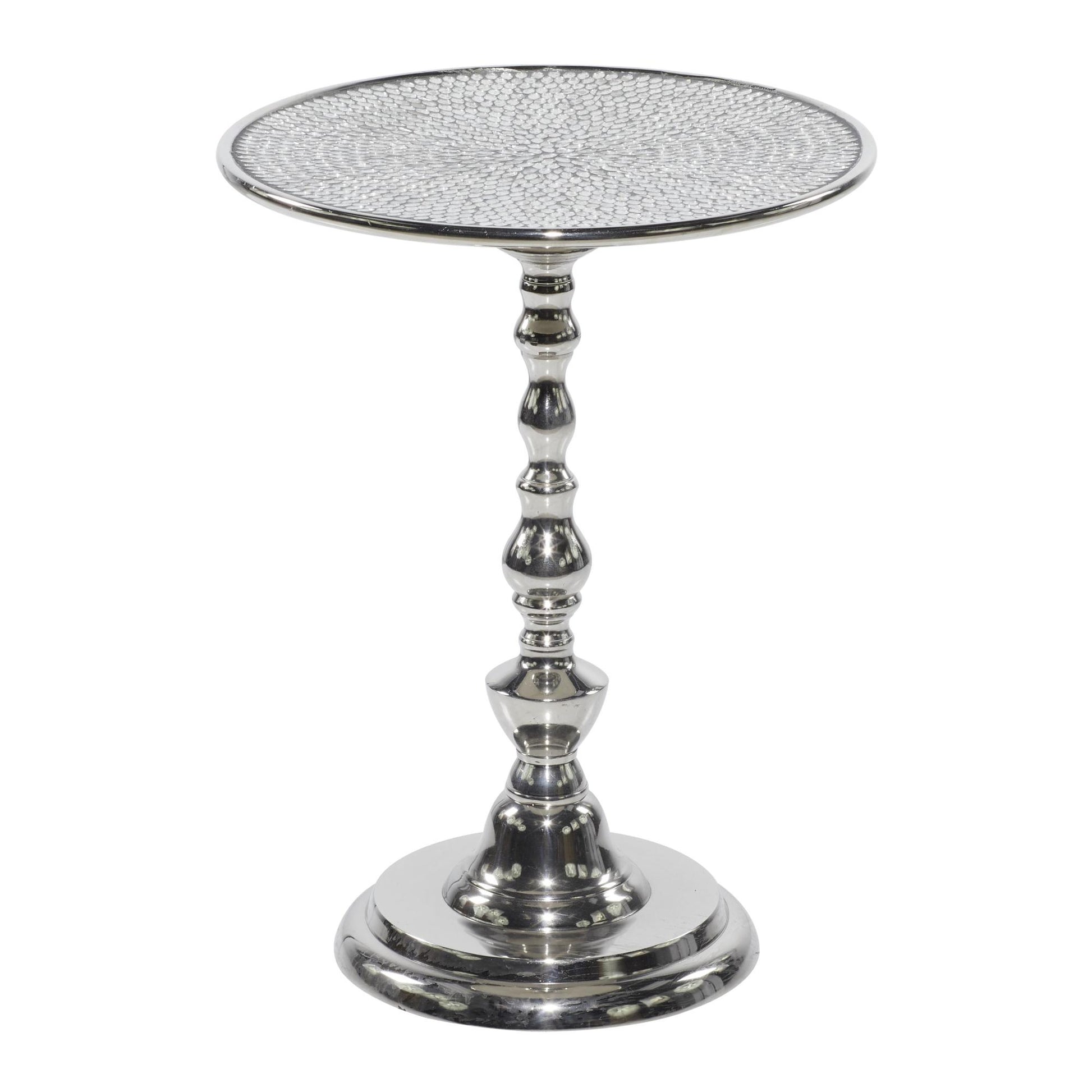 Silver Aluminum Metal Side End Accent Table