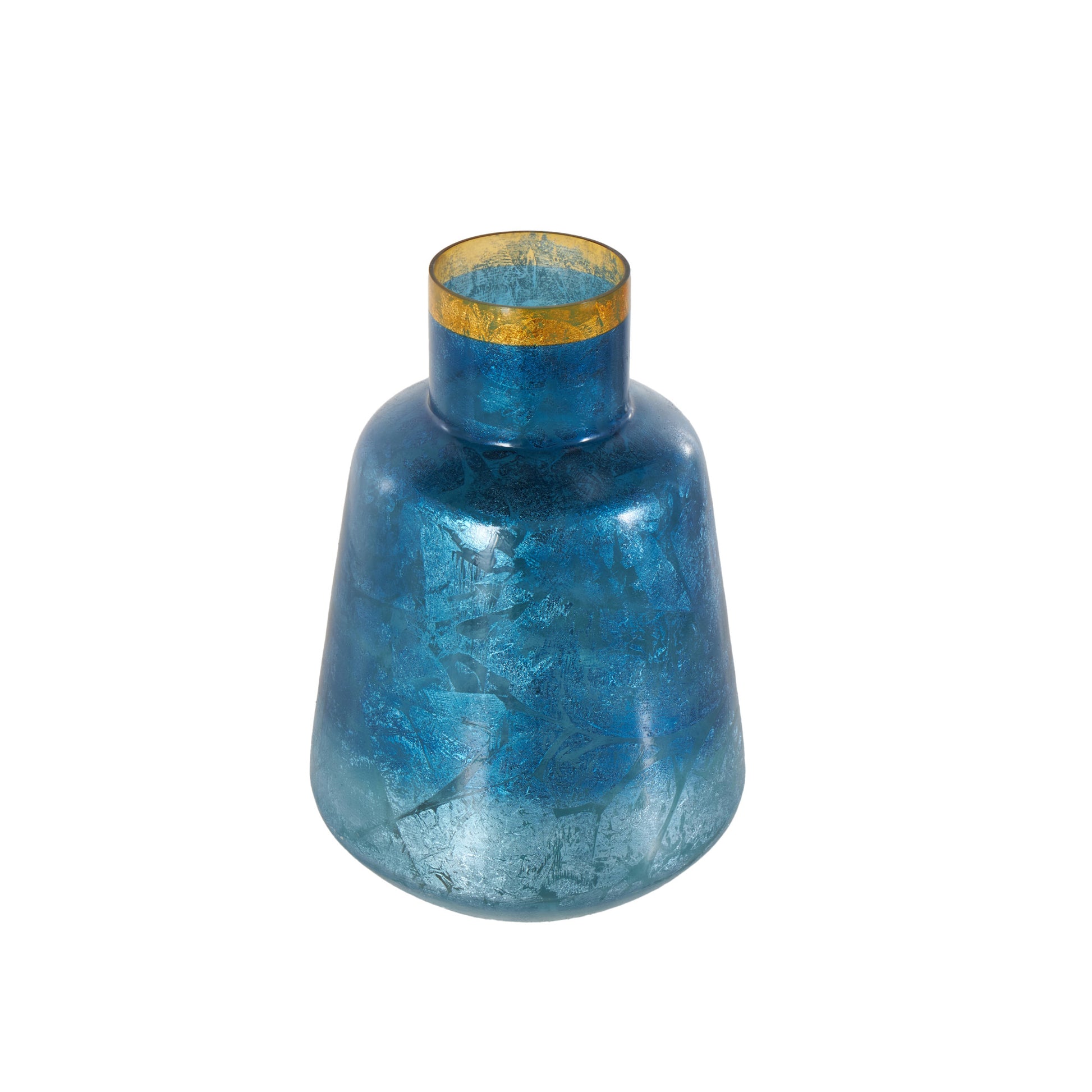 Glass Handmade Decorative Vase with Gold Rim