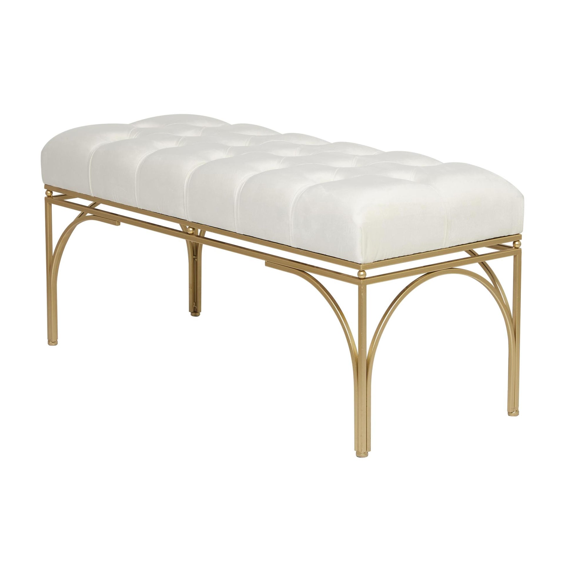 Velvet Home Bench with Gold Legs