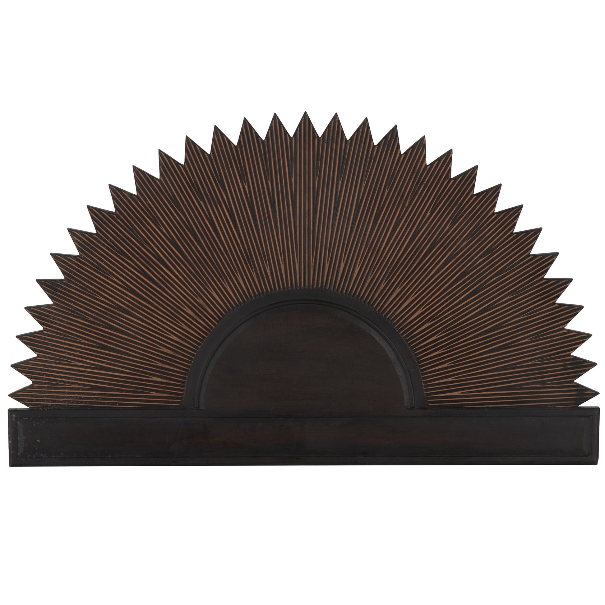 Sun Dark Brown Wooden Large Home Wall Decor with Copper Accents