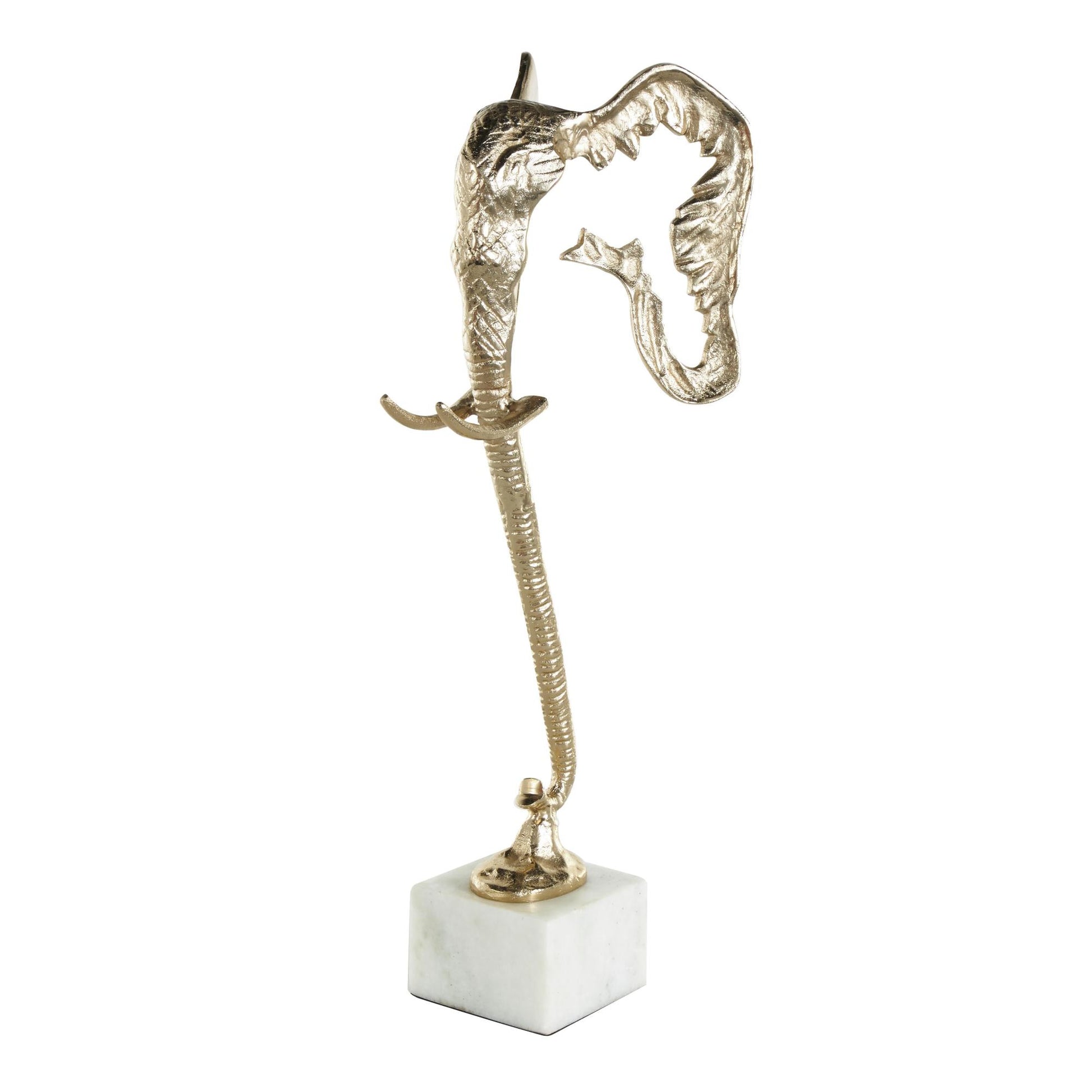 Elephant Aluminum Metal Tall Cutout Silhouette Decorative Sculpture with Marble Base 9" x 9" x 27"