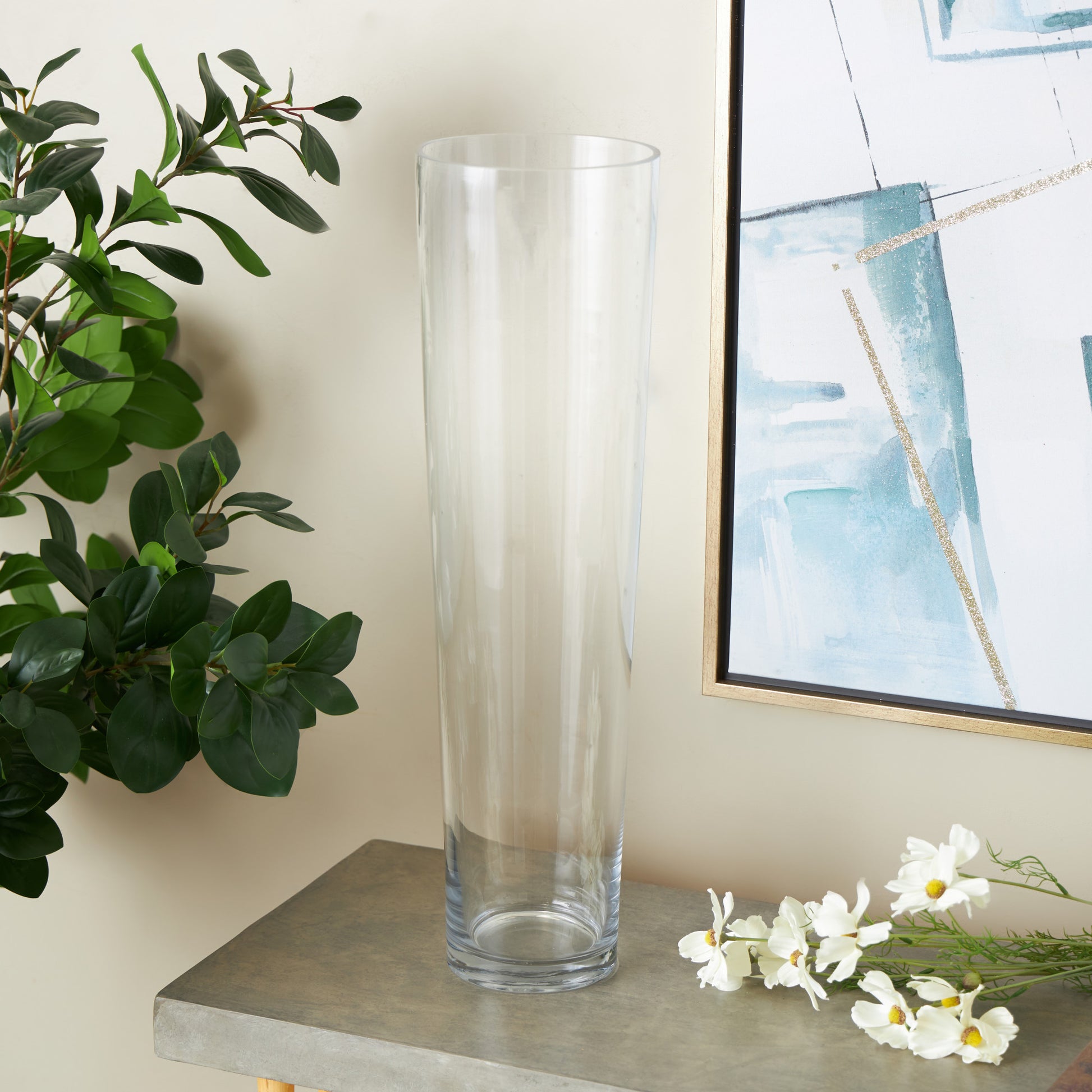 Clear Glass Tall Decorative Vase