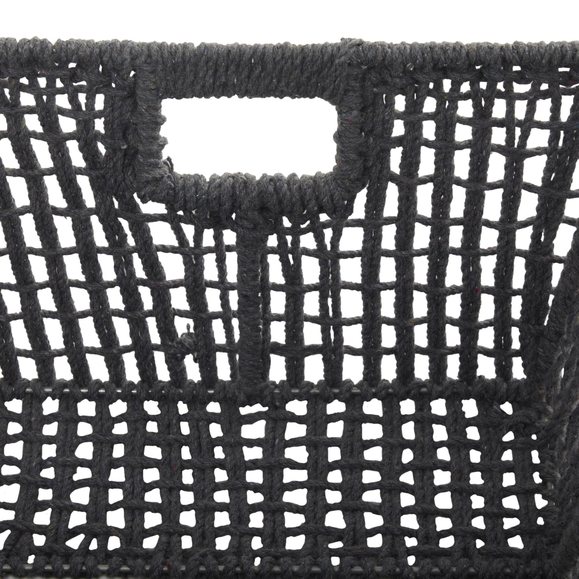 CosmoLiving by Cosmopolitan Set of 2 Cotton Fabric Handmade Decorative and Functional Storage Basket with Handles