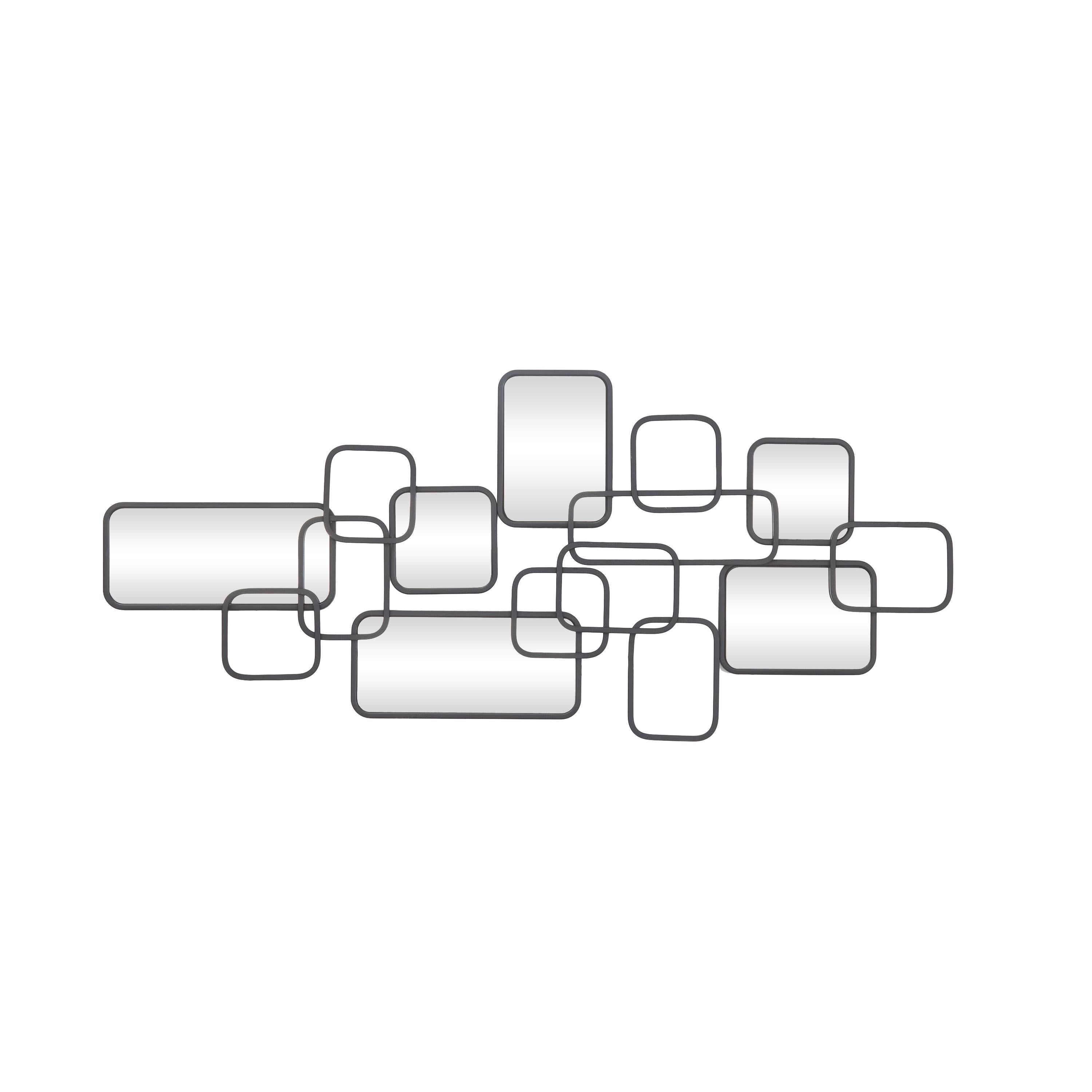CosmoLiving by Cosmopolitan Geometric Black Metal Overlapping Rectangle Room Wall Mirror with Wire Rod Outlines