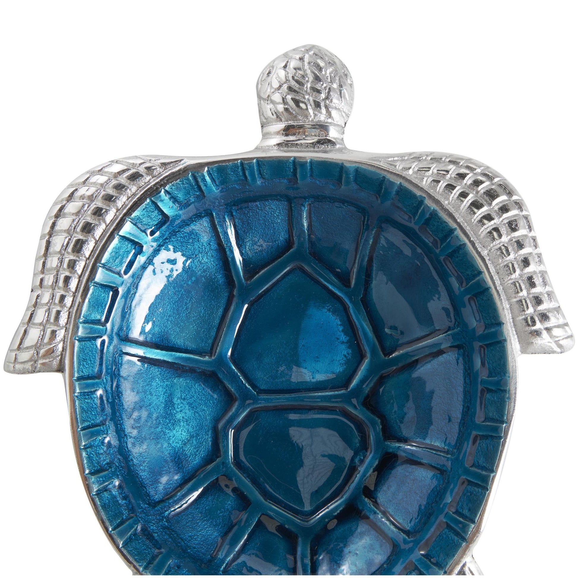 Set of 2 Turtle Aluminum Metal Handmade Enameled Large Decorative Bowl with Silver Metal Exterior