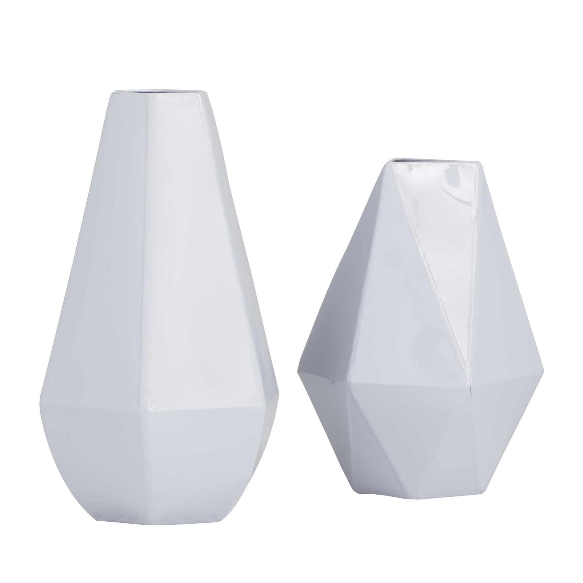 CosmoLiving by Cosmopolitan Set of 2 Geometric Metal Decorative Vase