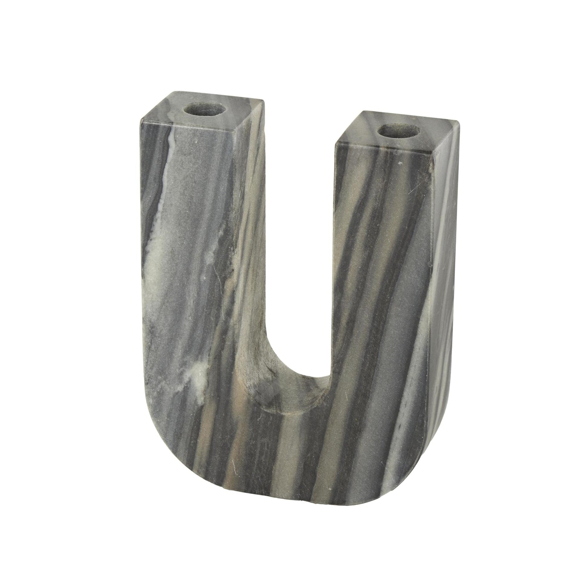 Abstract Marble U-Shaped Decorative Candle Holder 6" x 2" x 8"