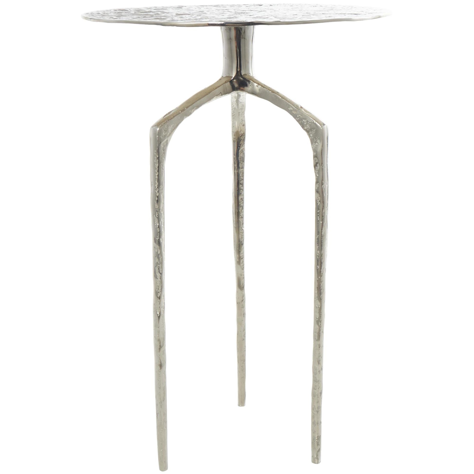 Geometric Aluminum Metal Slim Textured Side End Accent Table