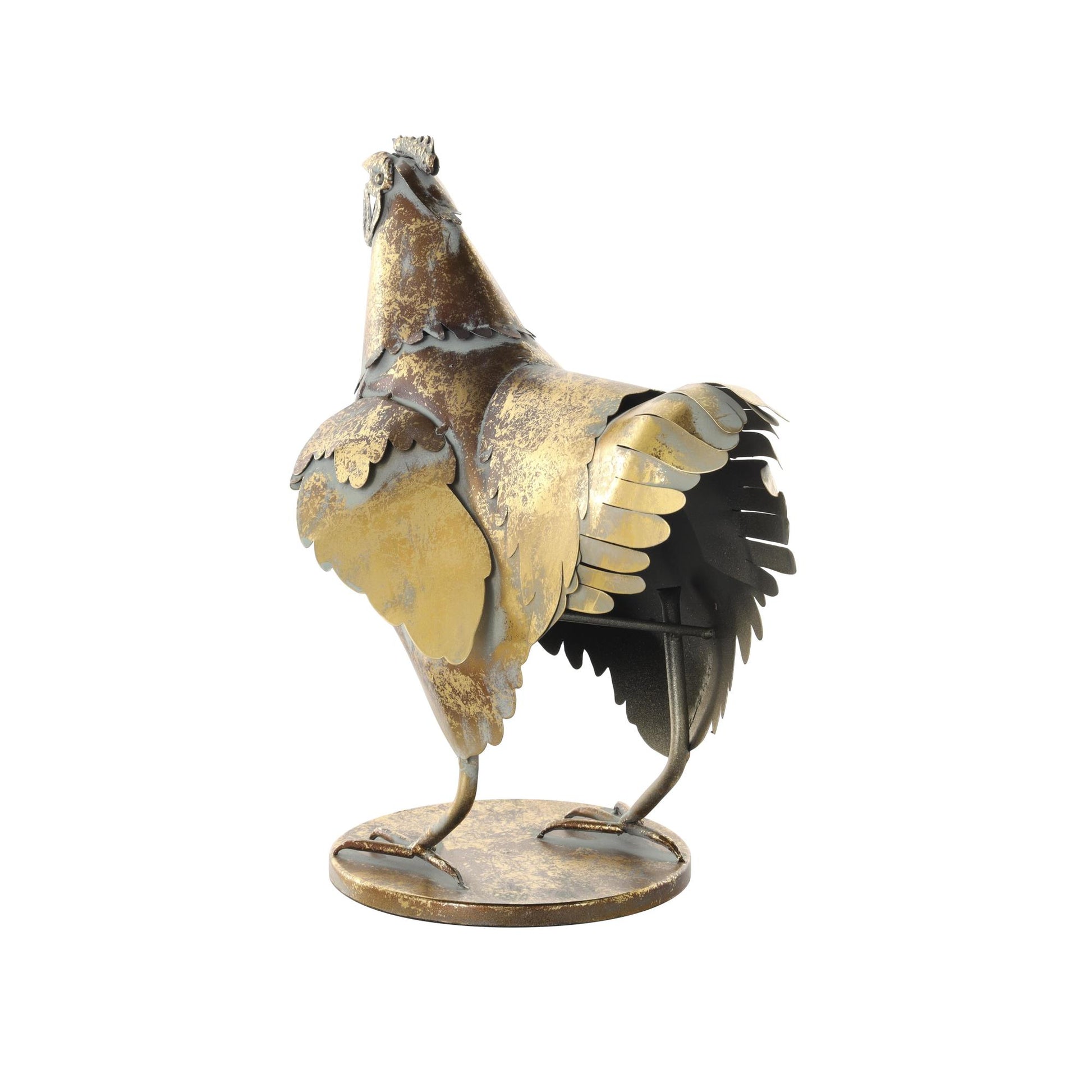Chicken Bronze Metal Patina Decorative Garden Sculpture
