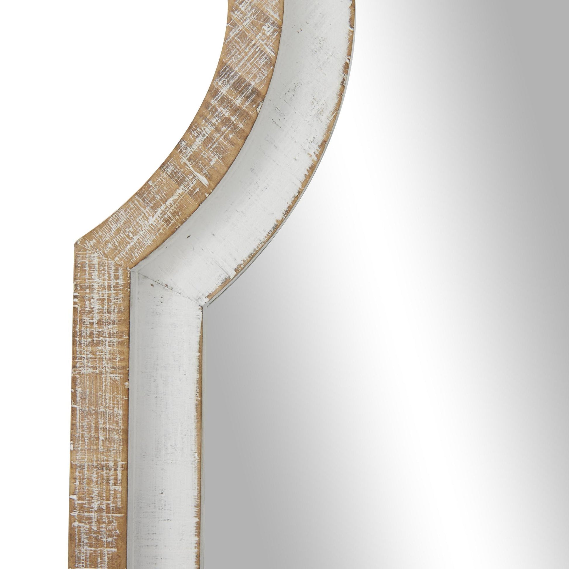 Brown Wood Tall Room Wall Mirror with Arched Top