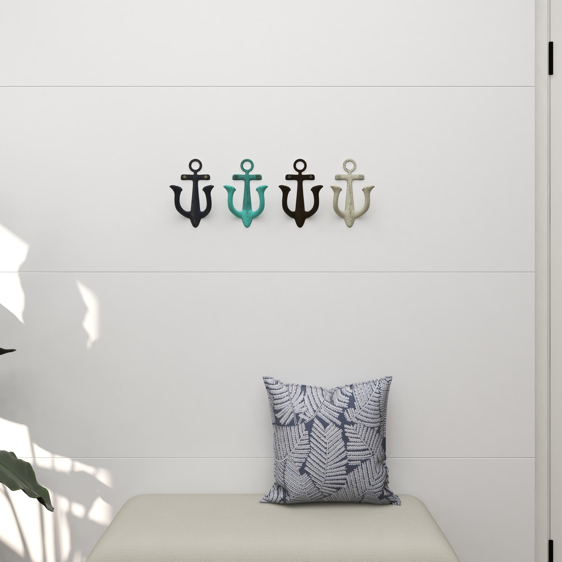 Set of 4 Anchor Multi Colored Metal Single Hanger Home Wall Hook