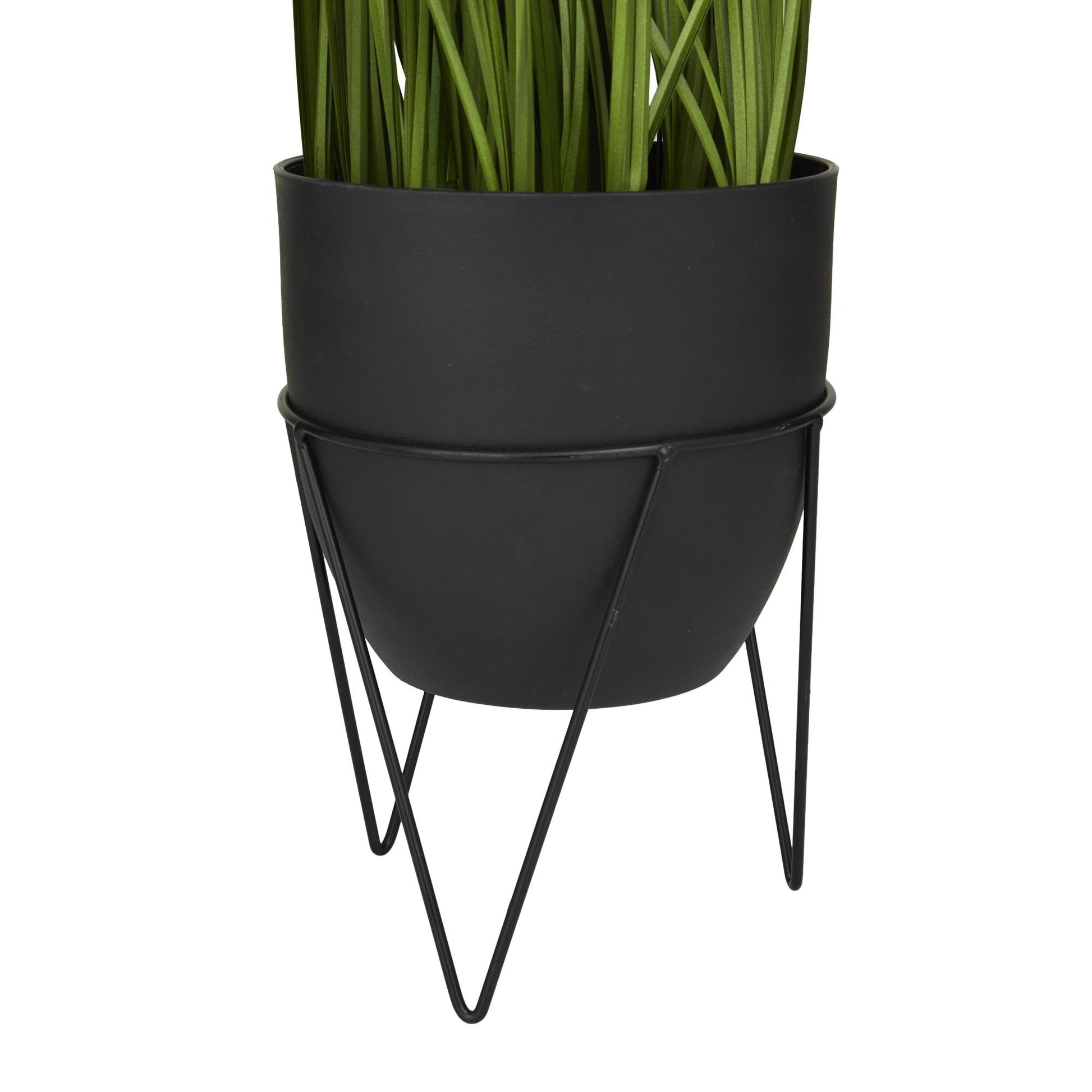 Wheatgrass Faux Foliage Indoor Outdoor Artificial Plant with Realistic Leaves and Metal Stand and Round Pot