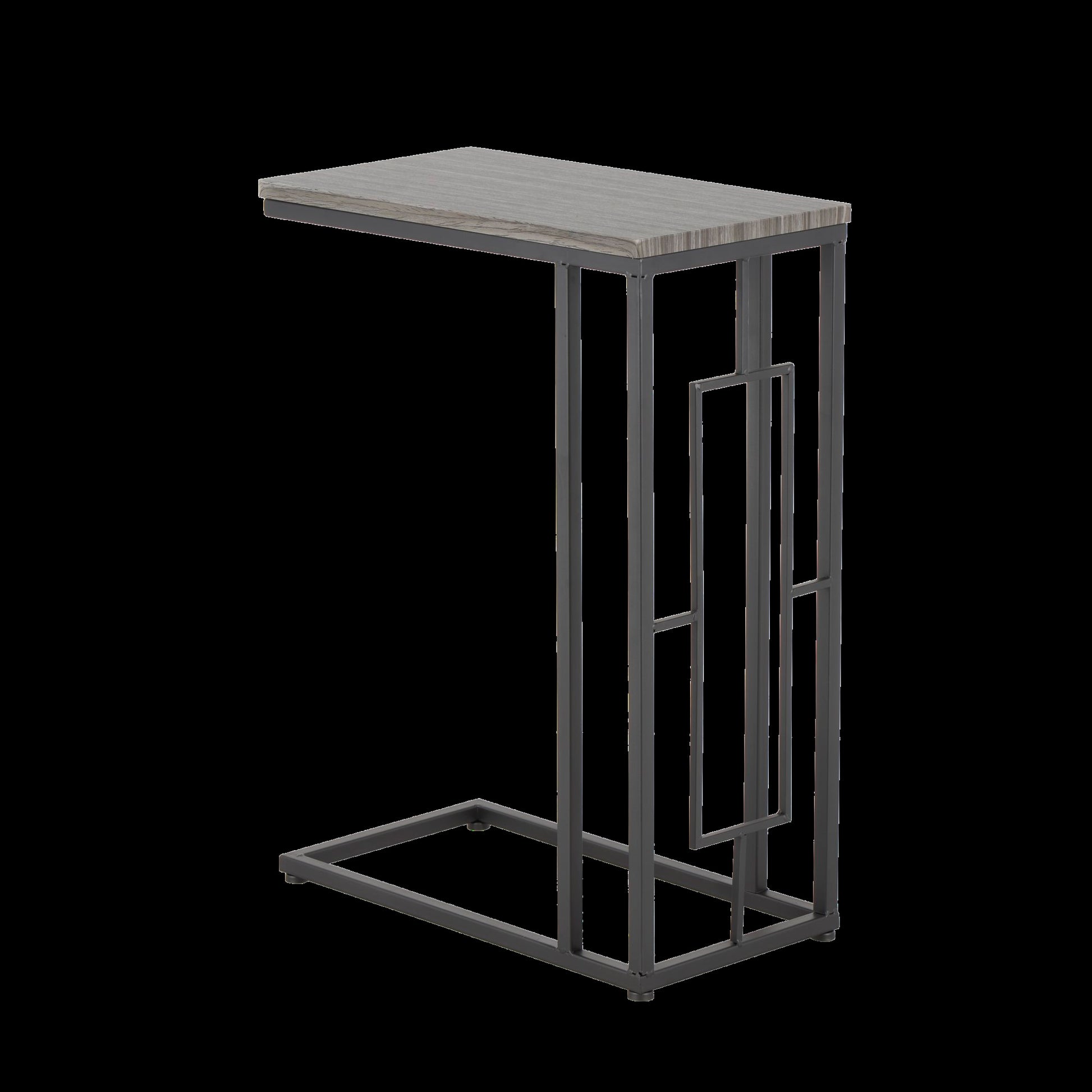 Metal C-Shaped Side End Accent Table with Black Metal Base 19" x 10" x 26"