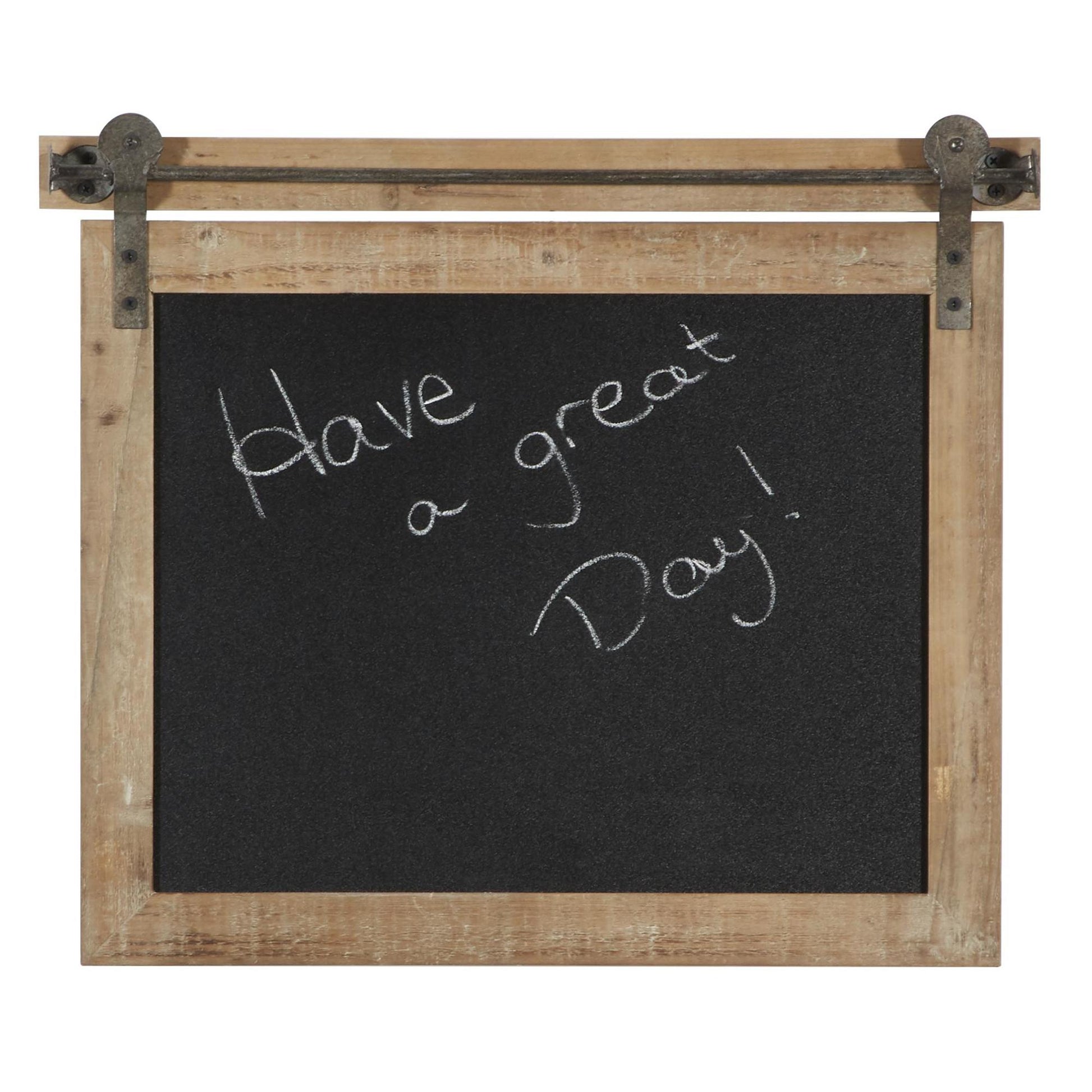 Sign Brown Wood Chalkboard Home Wall Decor with Barn Door Inspired Top