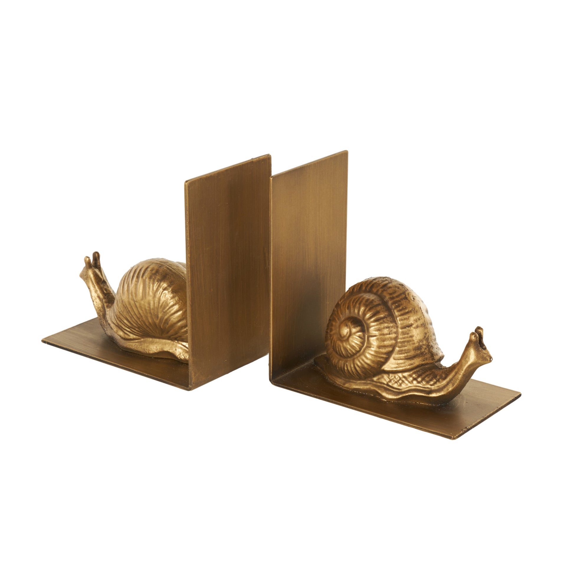 Set of 2 Snail Gold Metal Crawling Decorative Bookends