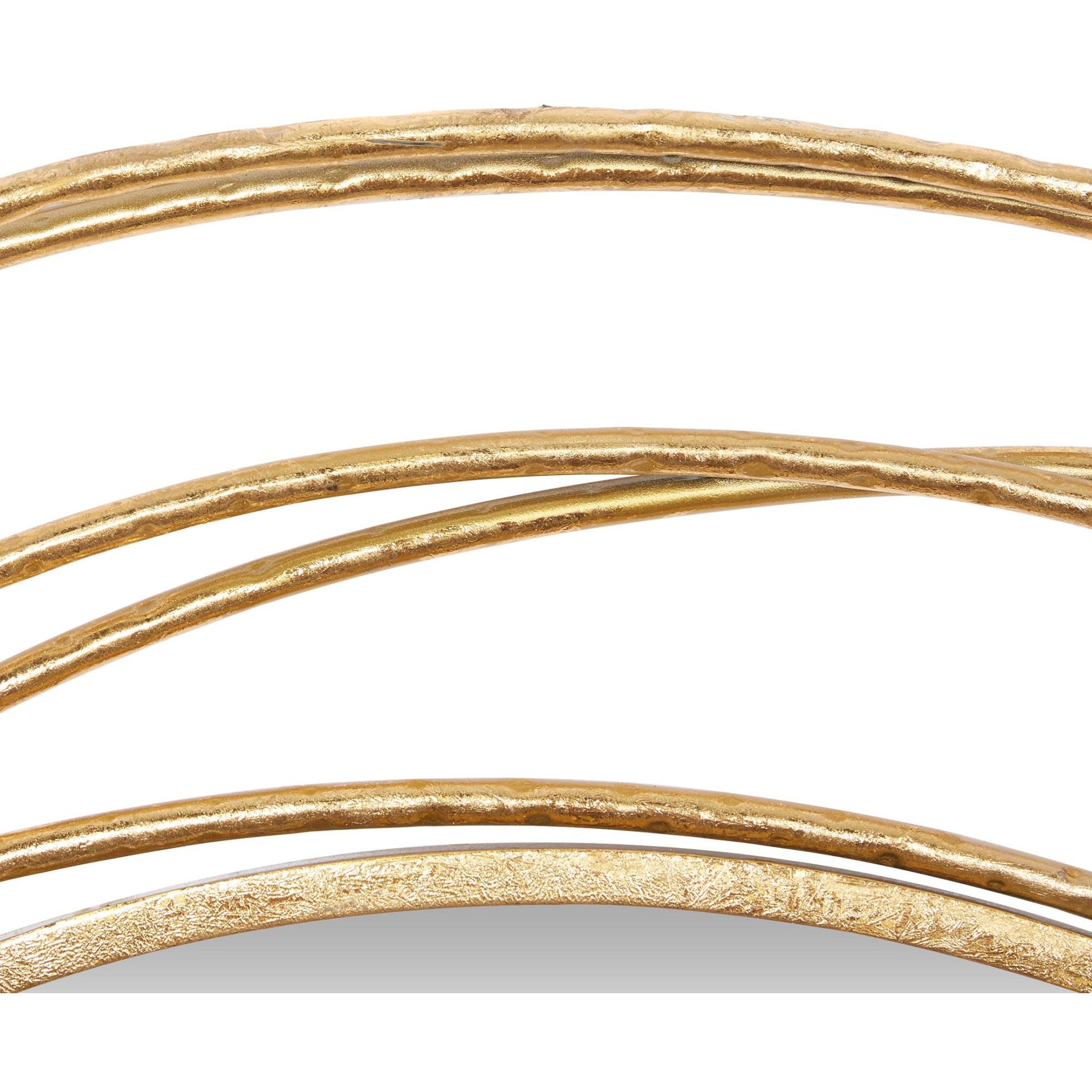 Gold Metal Room Wall Mirror with Overlapping Ring Frame
