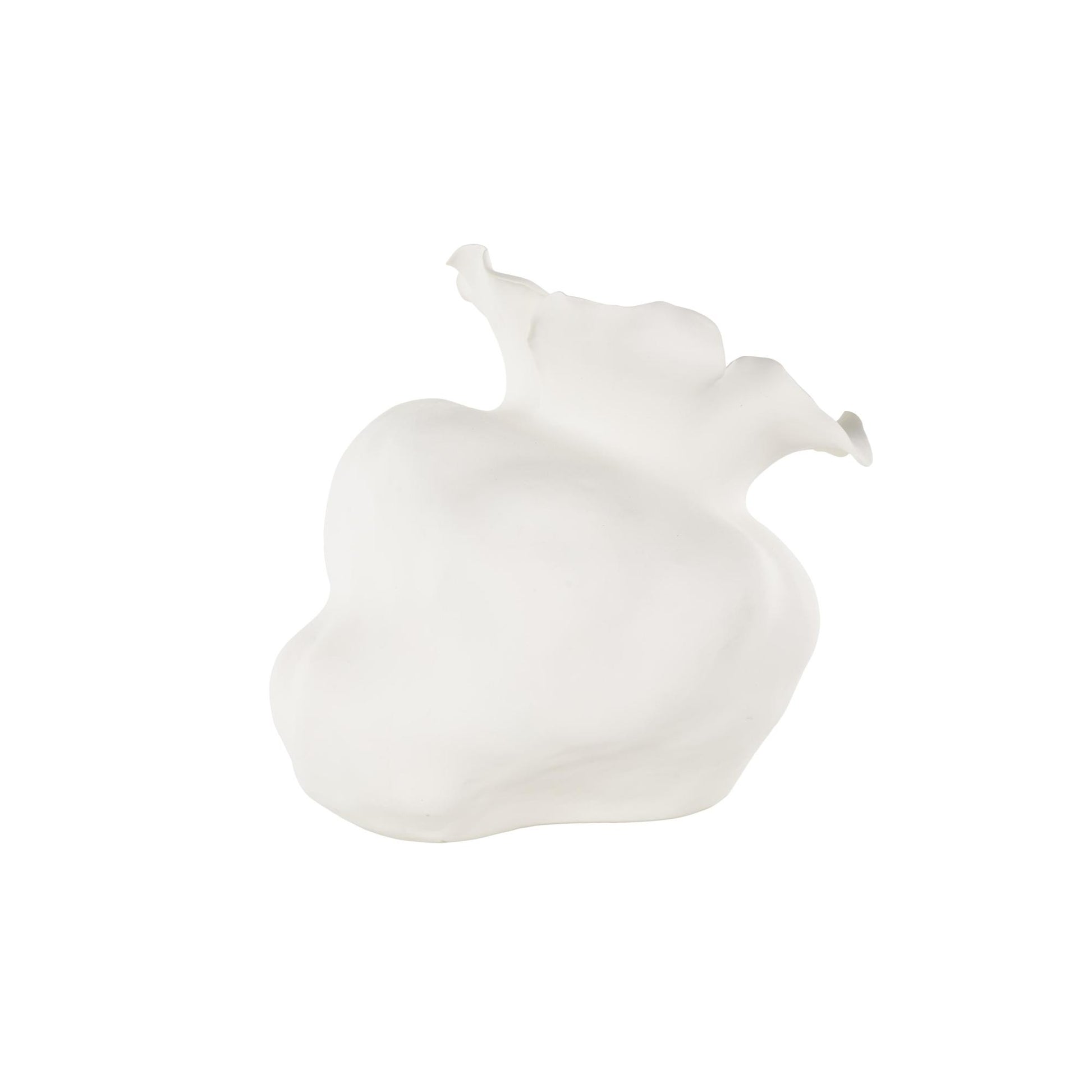 Abstract Ceramic Wide Rounded Floral Shaped Decorative Vase with Petal Rim