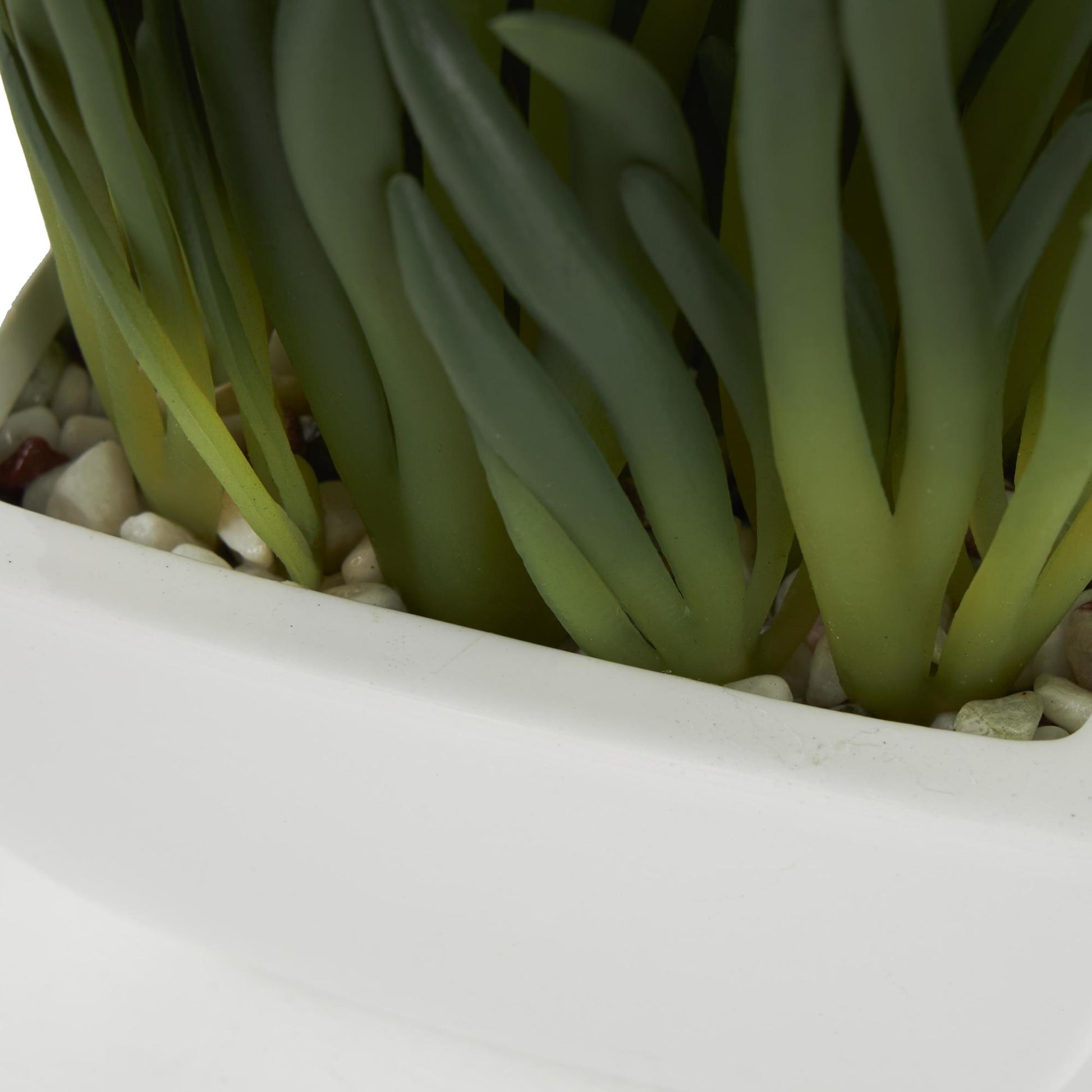 Succulent Green Faux Foliage Indoor Outdoor Artificial Plant with White Ceramic Pot