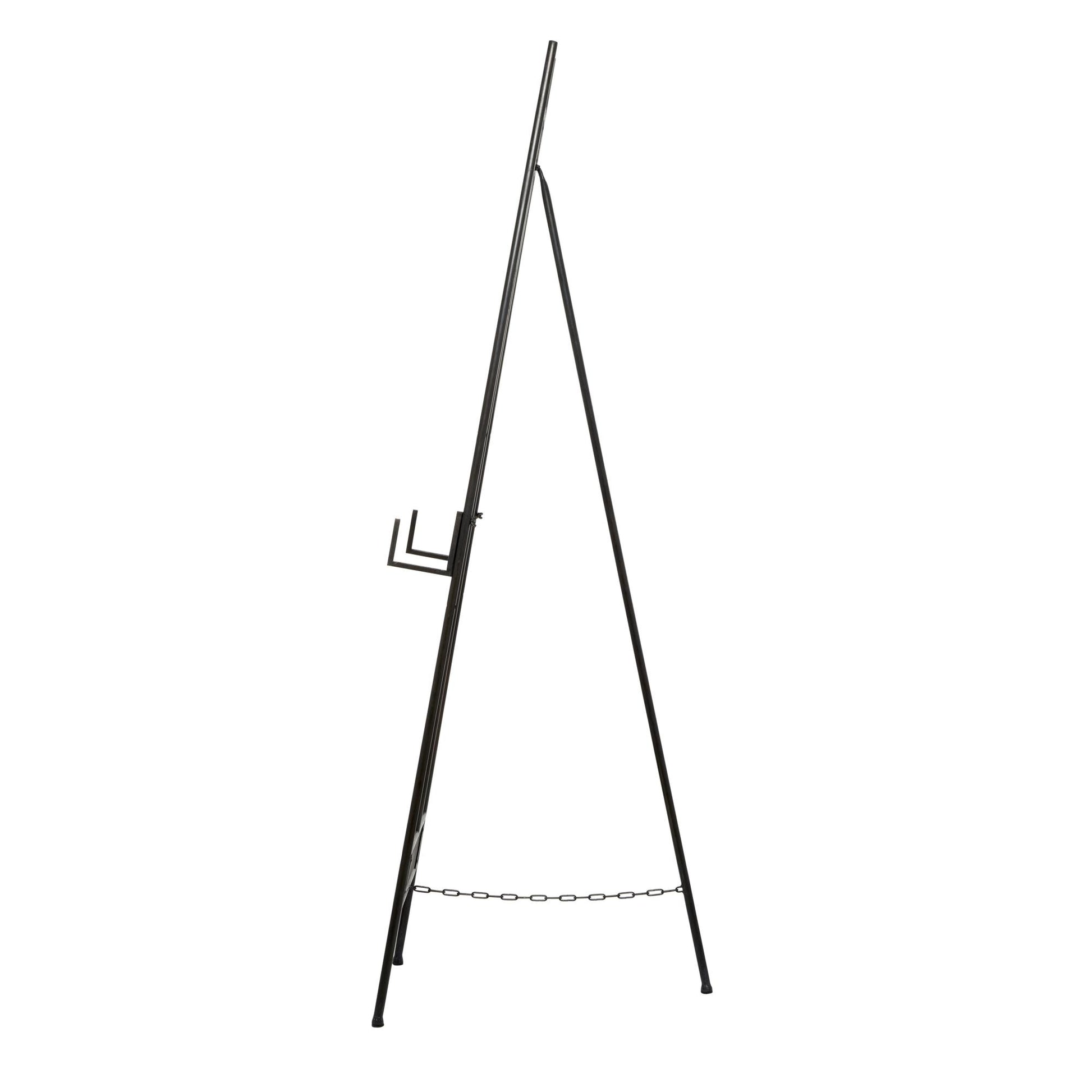 Black Metal Tall Adjustable 3 Tier Display Easel with Chain Support and Wood Accents