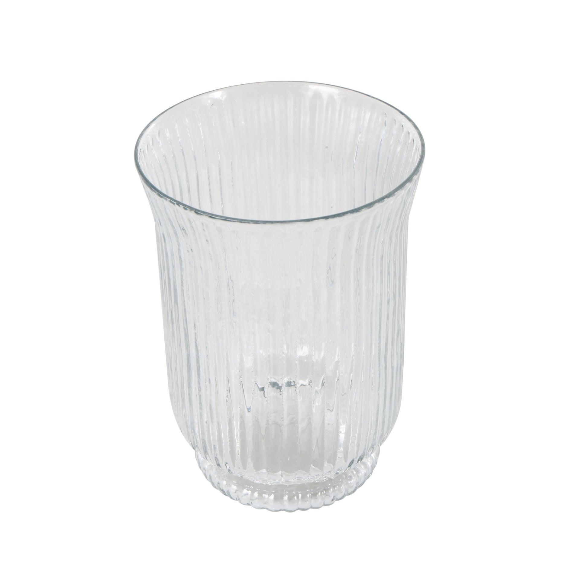 Clear Glass Ribbed Fluted Decorative Candle Holder
