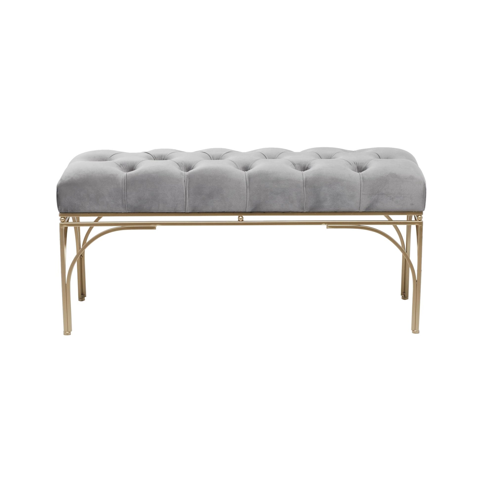 Velvet Home Bench with Gold Legs