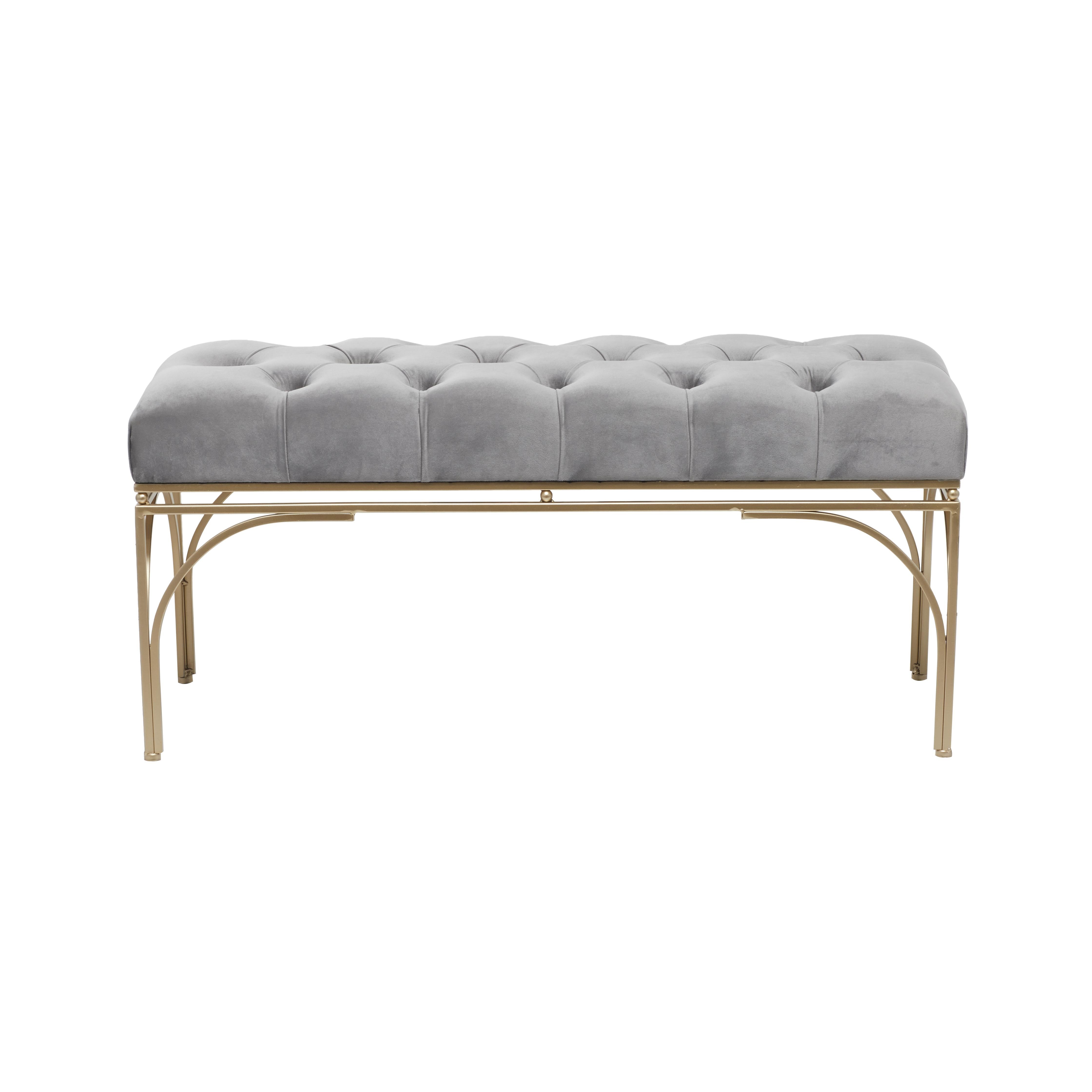 Velvet Home Bench with Gold Legs