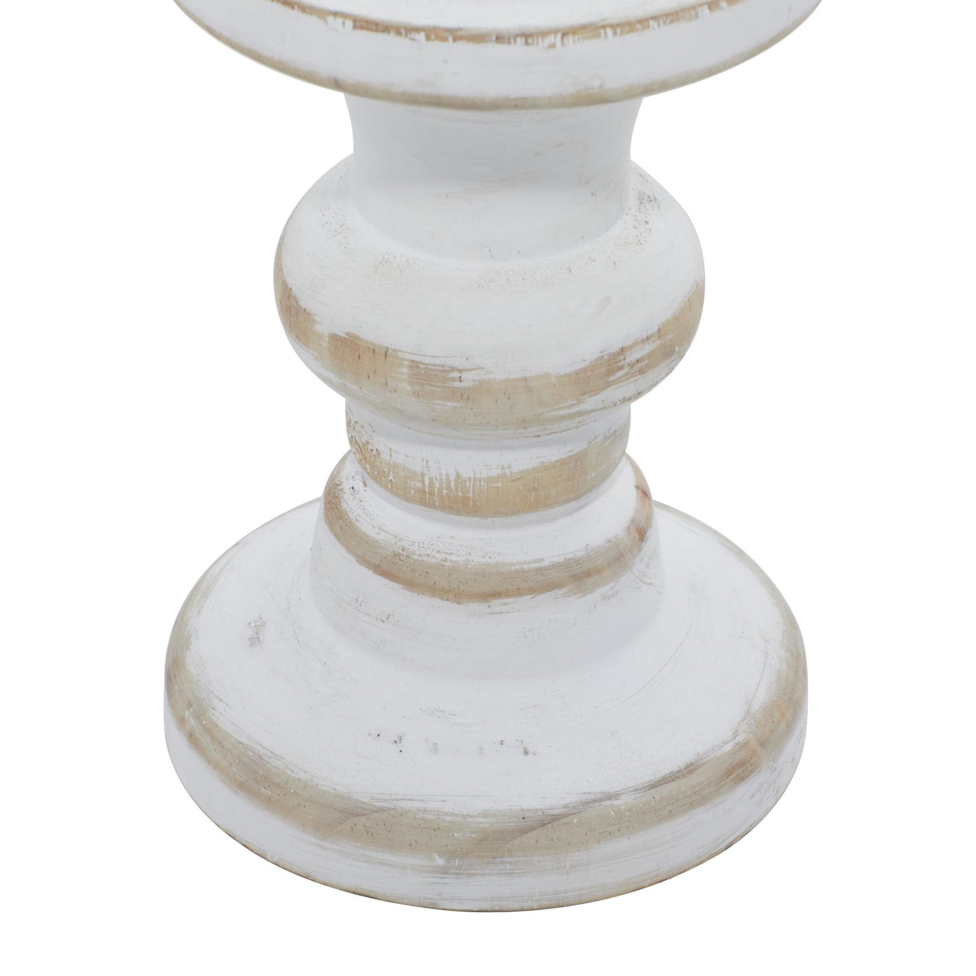 Set of 3 White Wood Decorative Candle Holder
