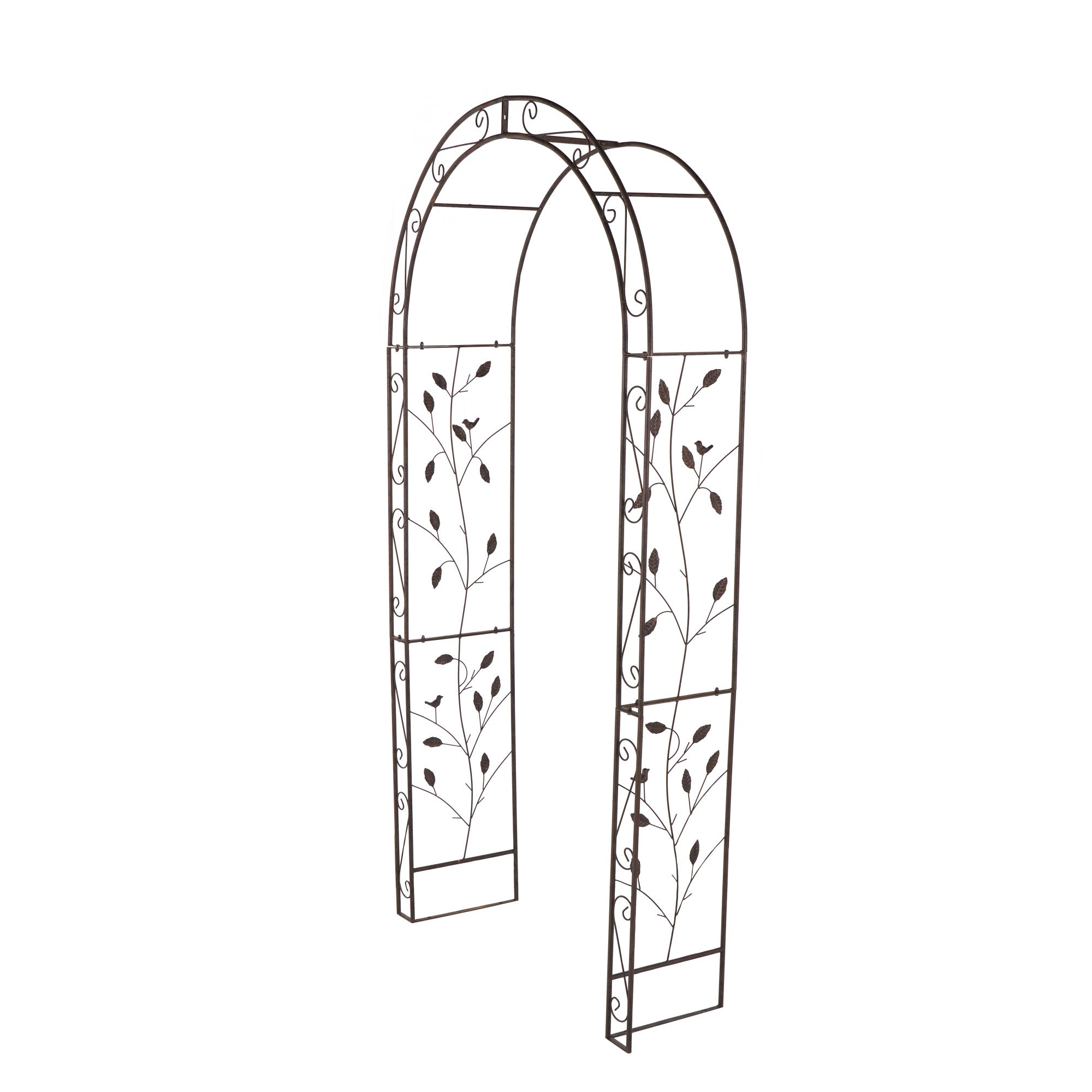 Scroll Bronze Metal Indoor Outdoor Scrollwork Arched Indoor Outdoor Garden Arbor with Lattice Work Sides