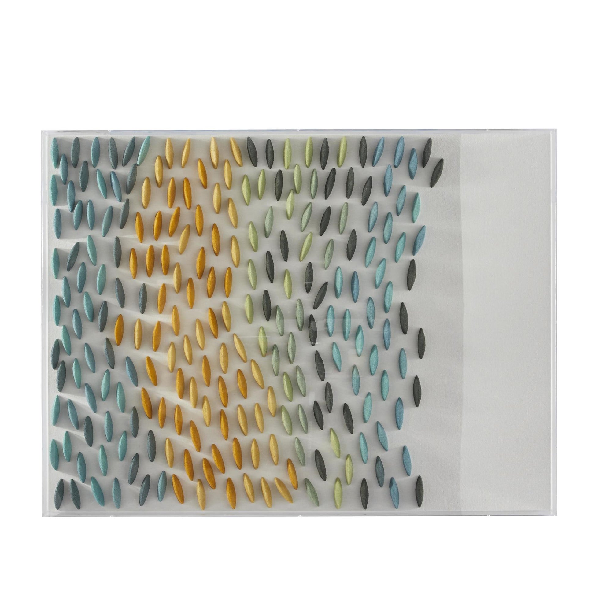 Geometric Blue Acrylic Plastic 3D Waves Home Shadow Box with Clear Frame