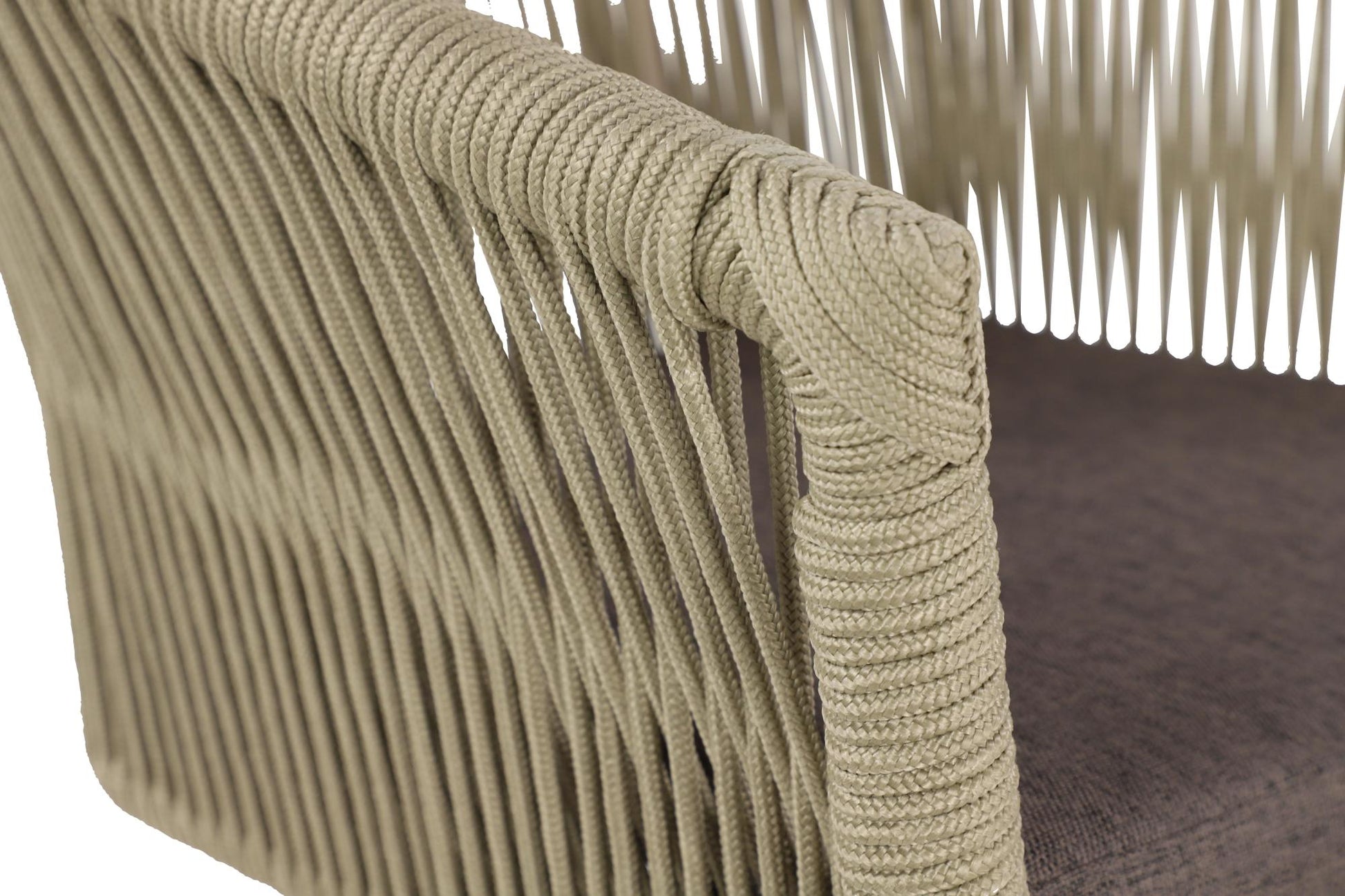 Gray Fabric Woven Rope Indoor Kitchen Bar Stool with Polyester Cushion and Tapered Wood Legs
