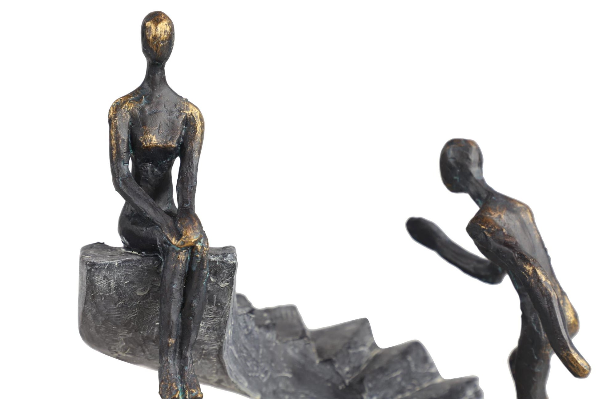 People Black Polystone Decorative Sculpture with Stairs