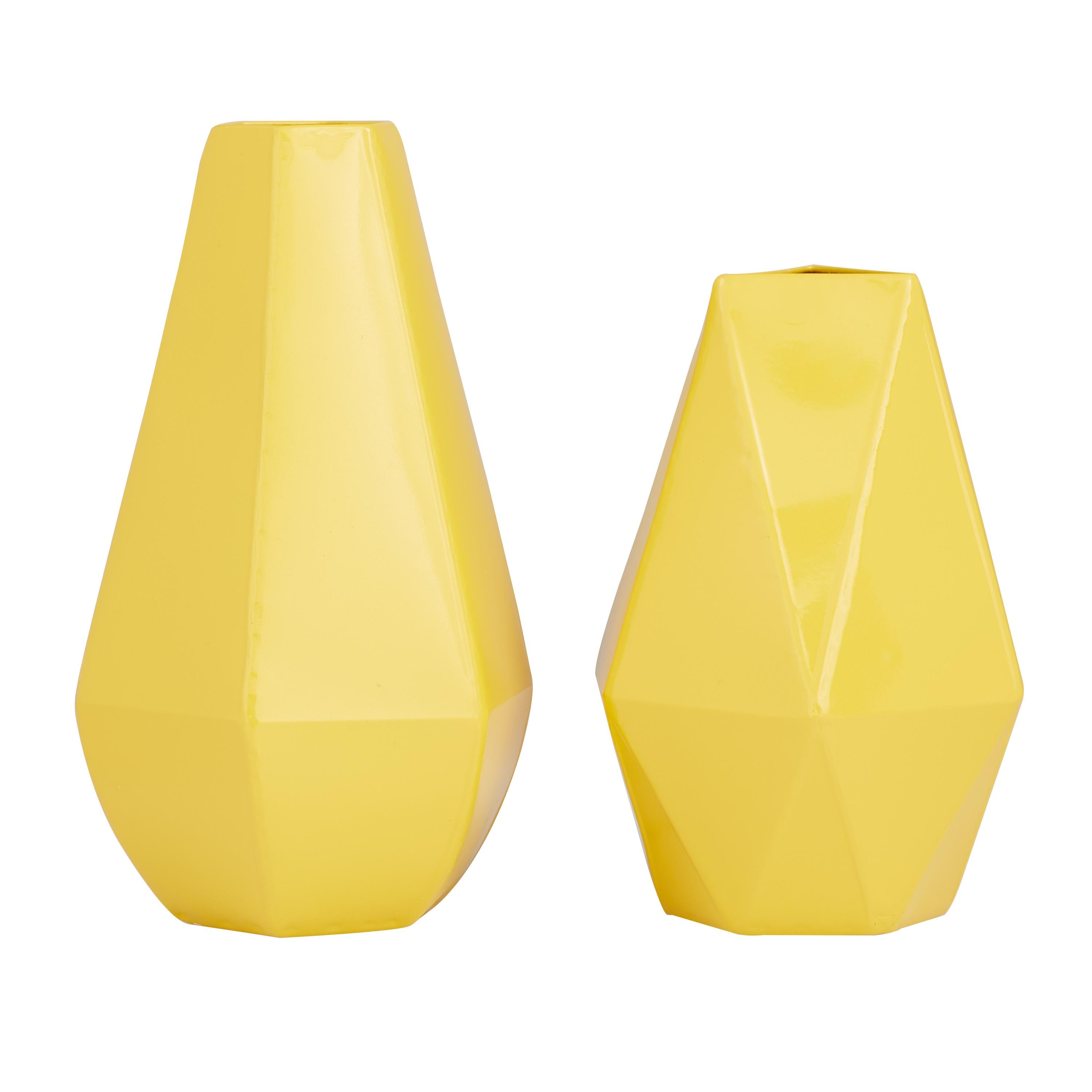 CosmoLiving by Cosmopolitan Set of 2 Geometric Metal Decorative Vase