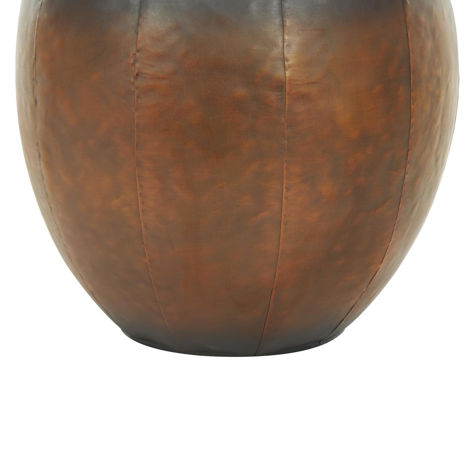 Set of 3 Brown Metal Antique Style Round Pot Floor Decorative Vase