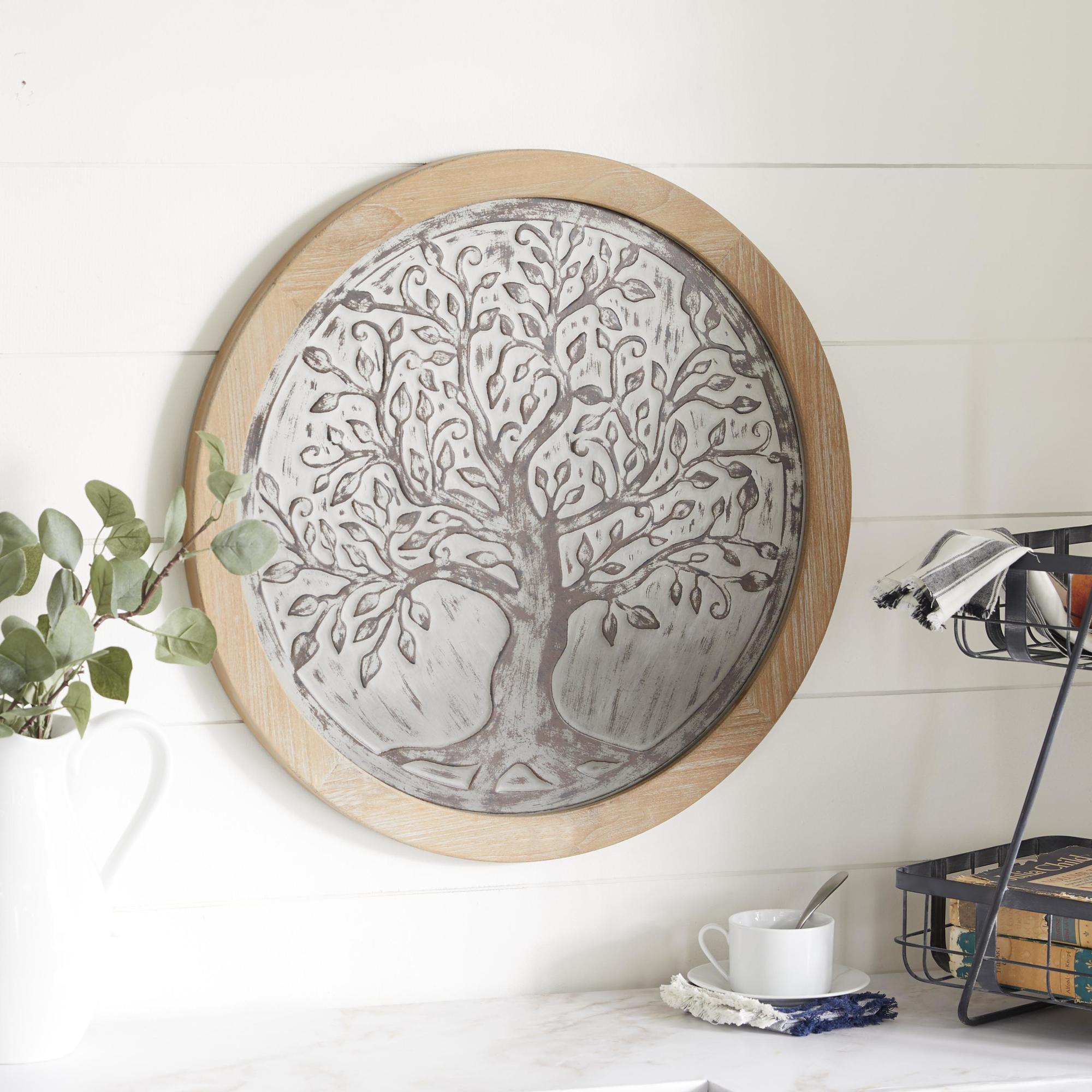 Tree Brown Wooden Embossed Home Wall Decor