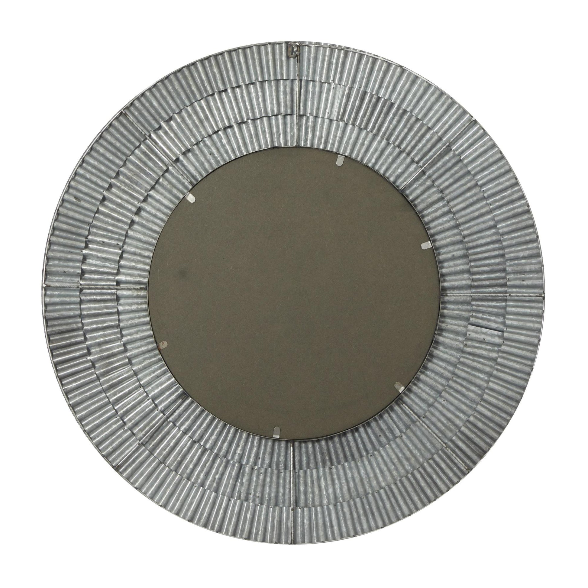Gray Metal Galvanized Layered Ribbed Room Wall Mirror