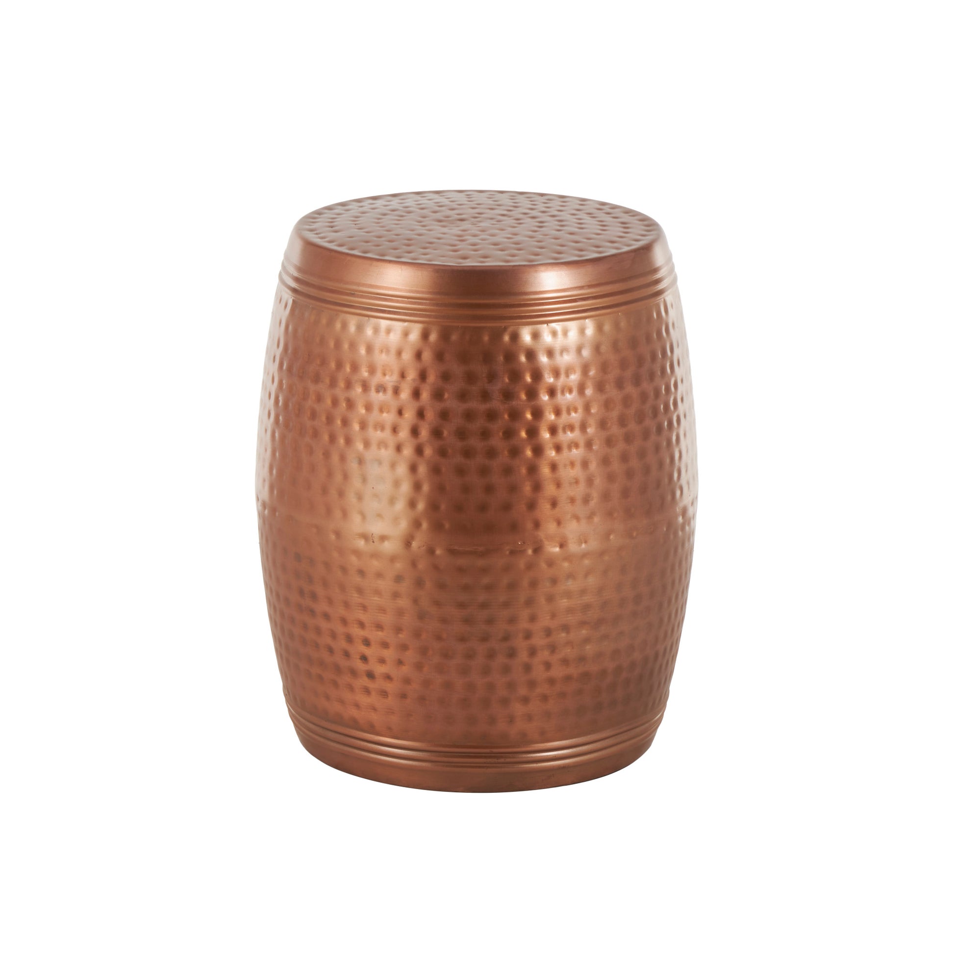Drum Metal Handmade Side End Accent Table with Hammered Design