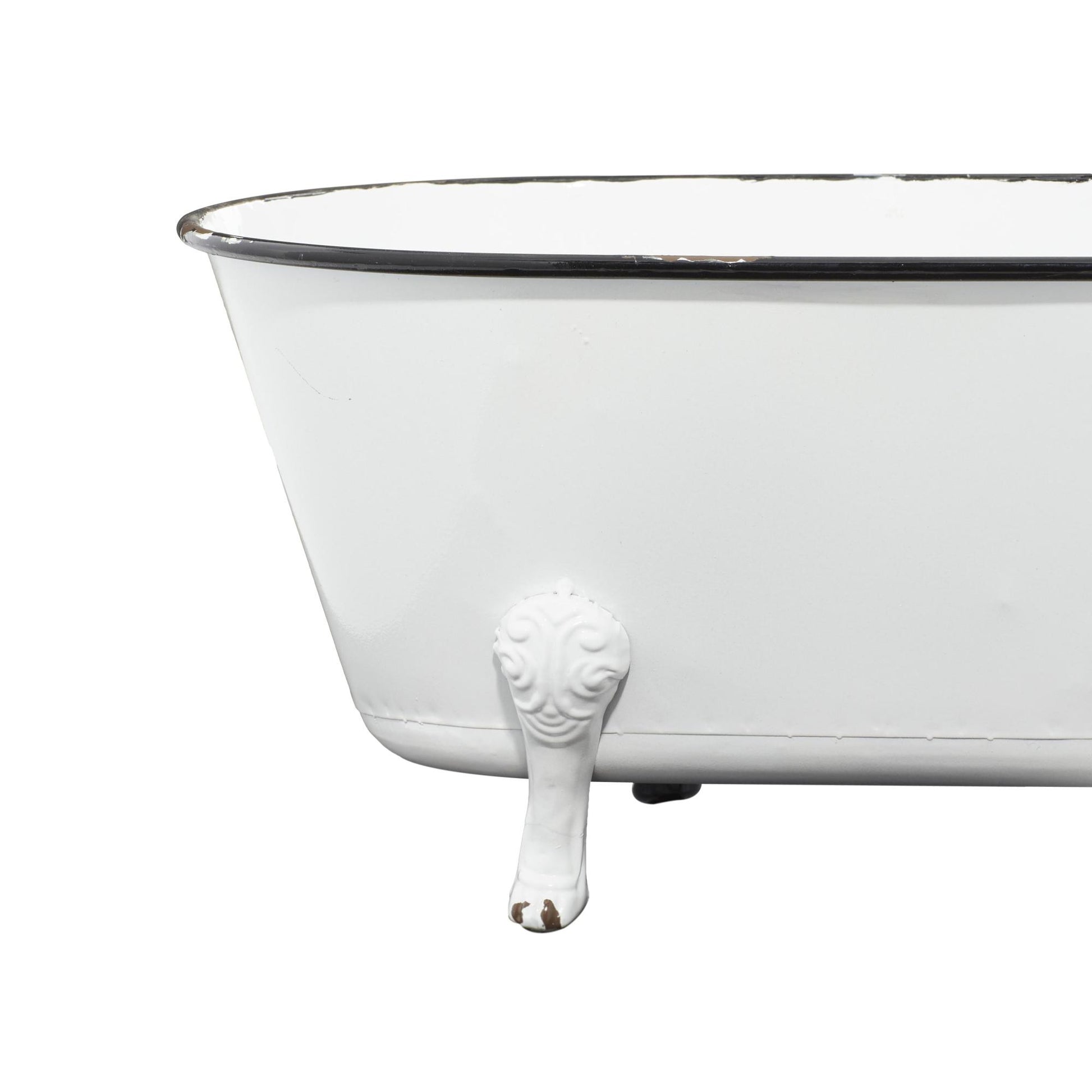White Metal Bathtub Indoor Outdoor Planter with Scrolled Feet