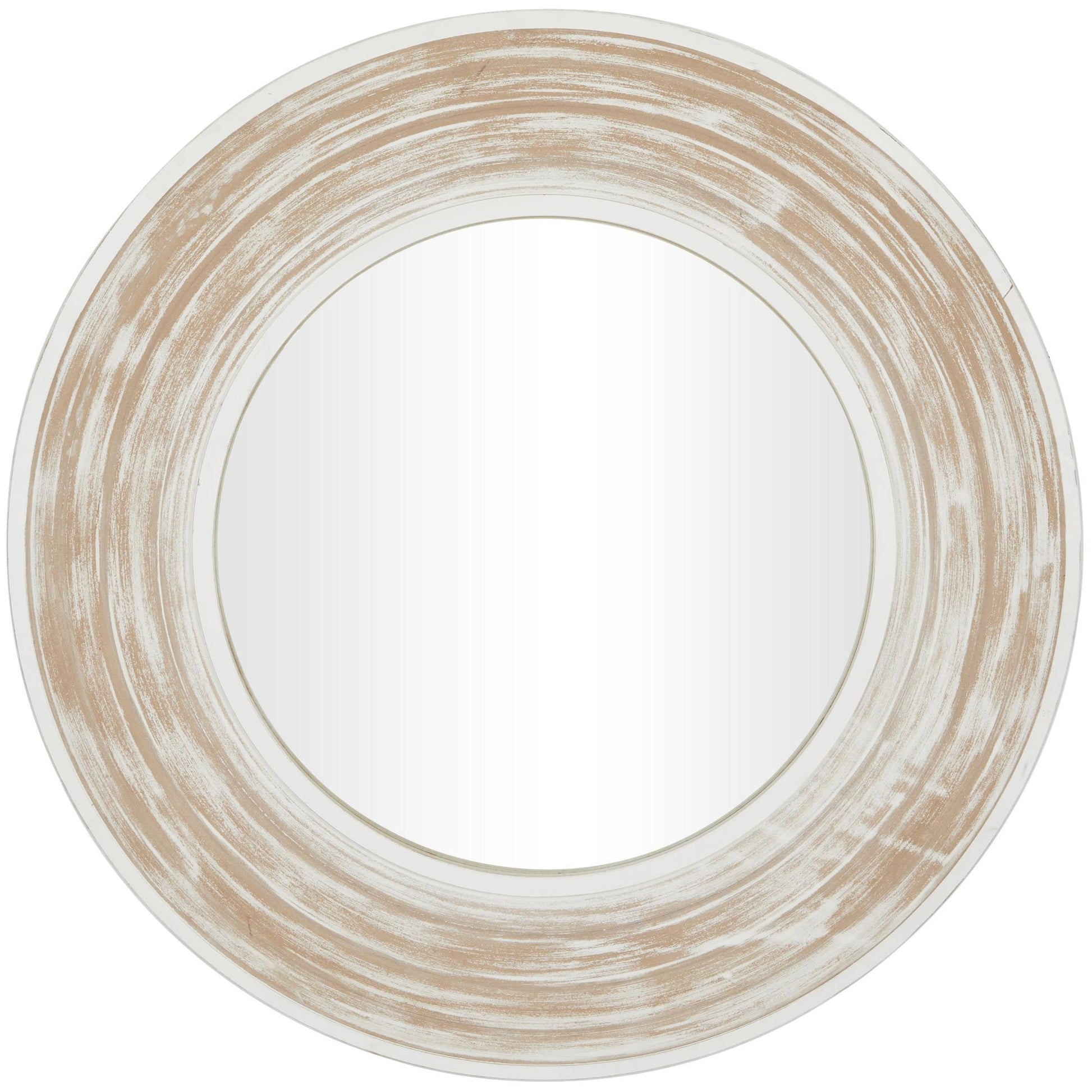 Cream Wooden Room Wall Mirror with White Wash Effect