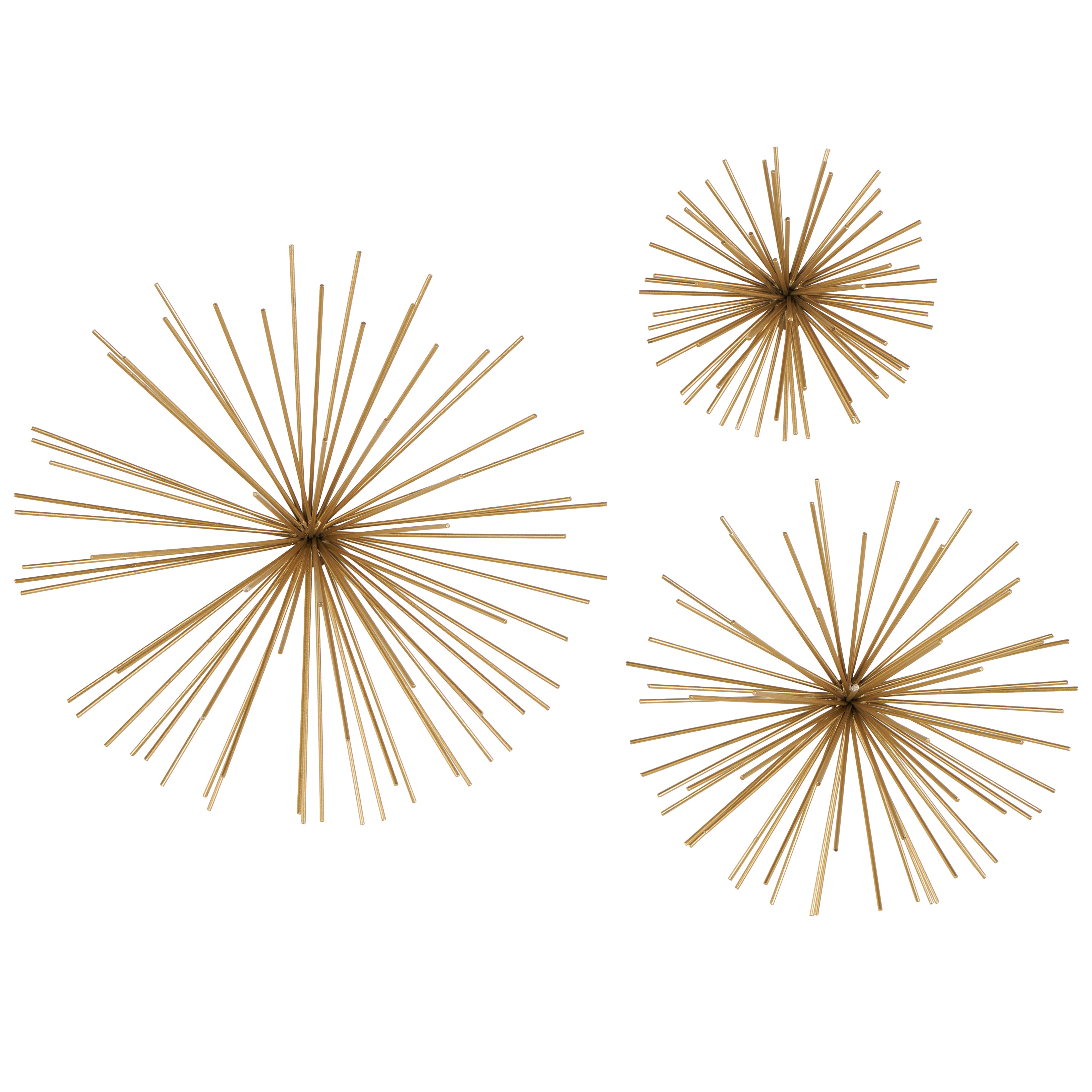 Set of 3 Starburst Metal 3D Long Spike Home Wall Decor