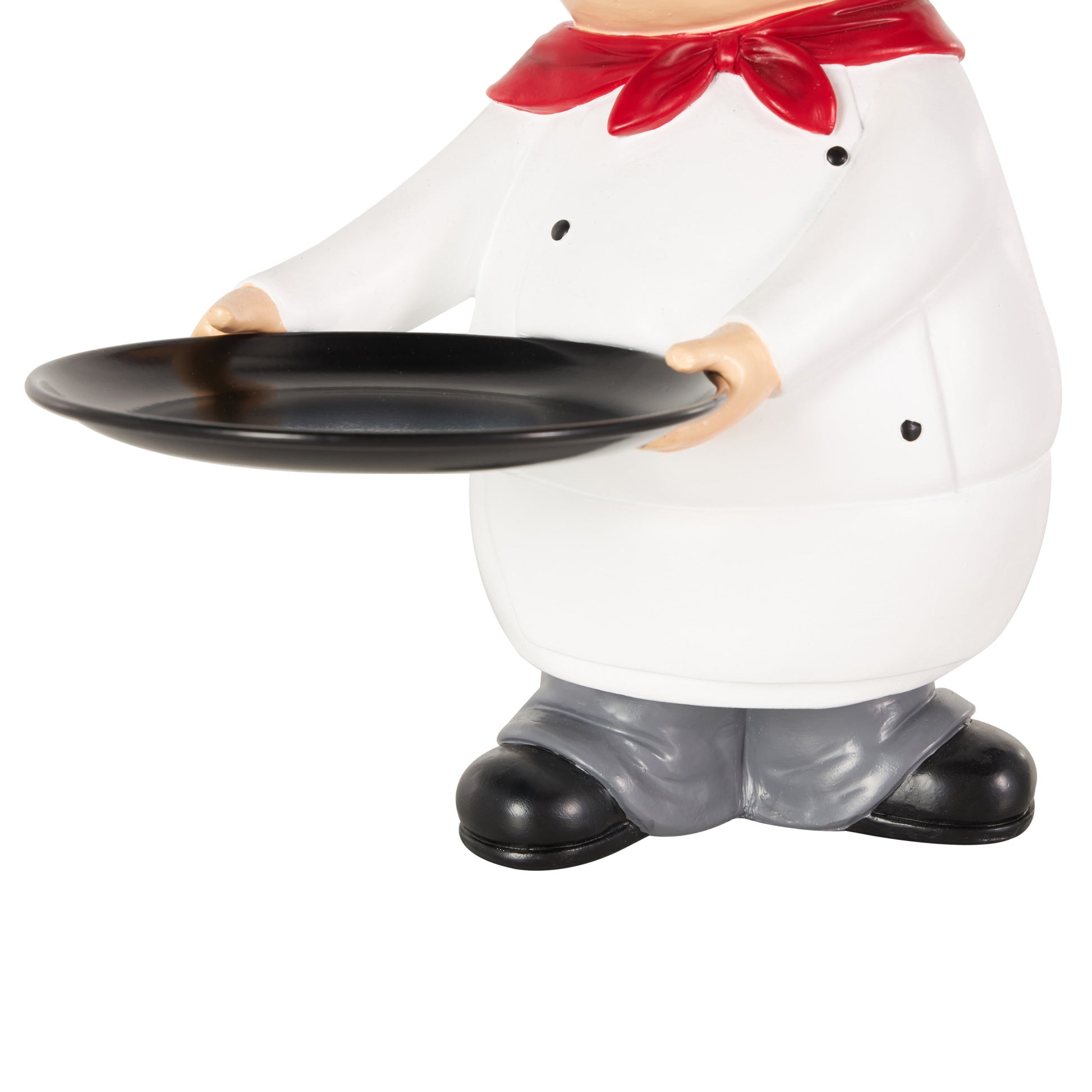 Chef White Polystone Kitchen Decorative Figurine Decorative Sculpture with Black Tray