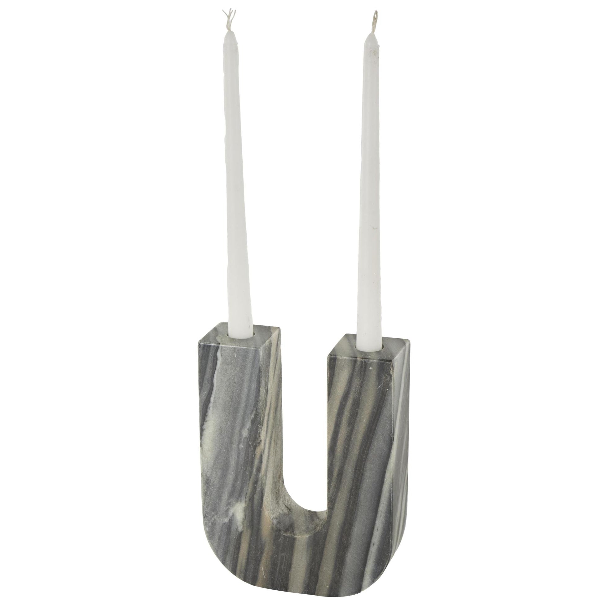 Abstract Marble U-Shaped Decorative Candle Holder 6" x 2" x 8"