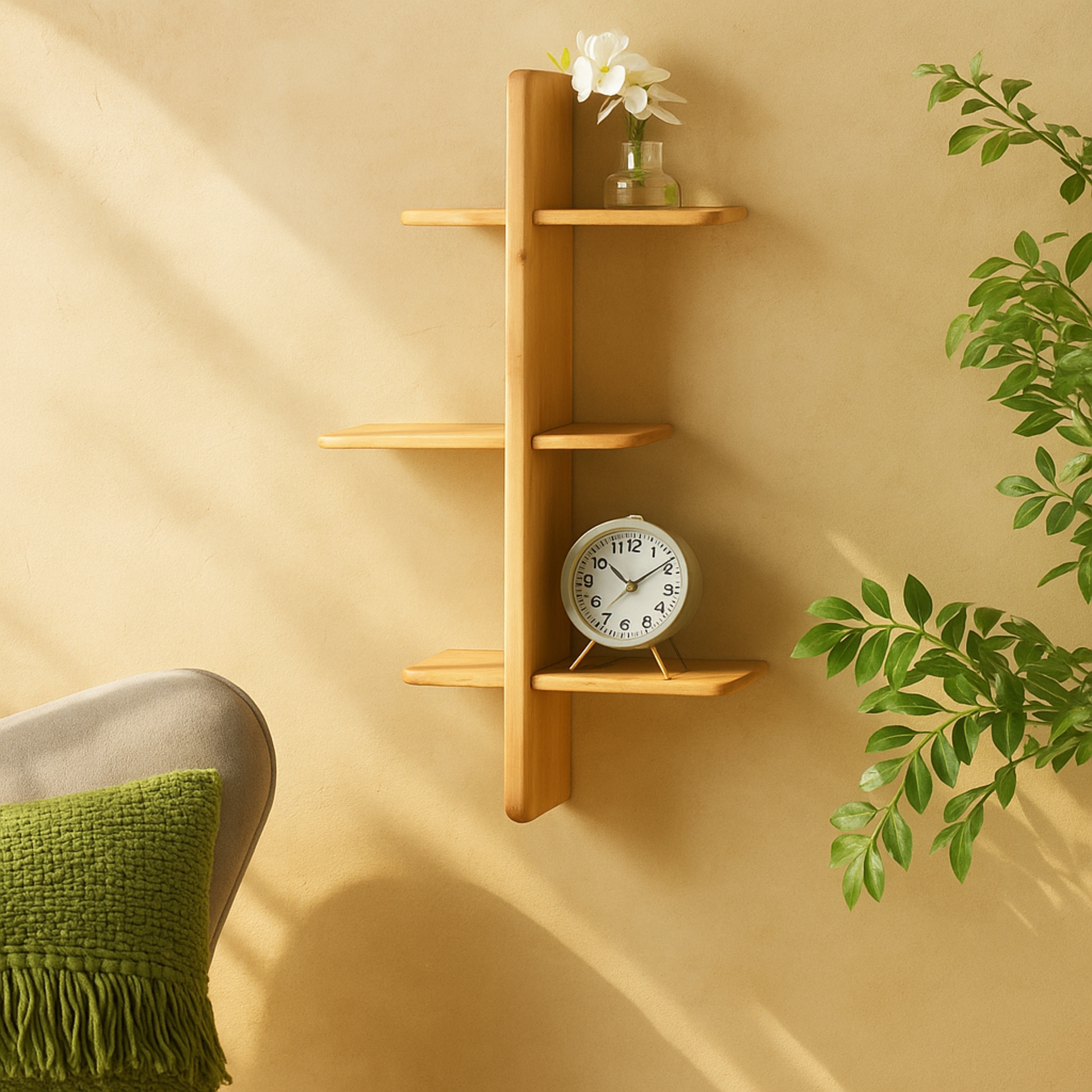 Wood Handmade 6 Shelf Room Wall Shelf