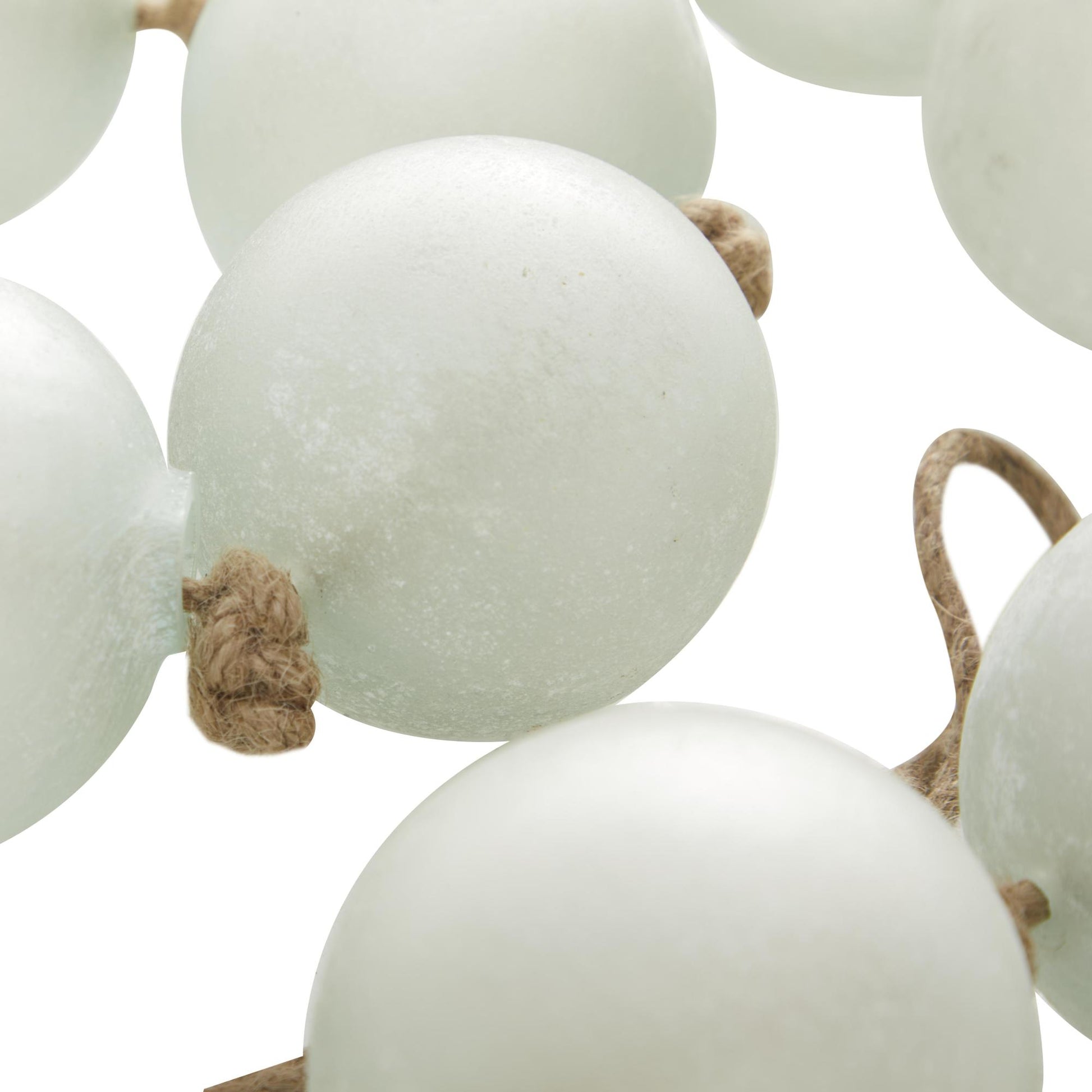 Glass Handmade Round Extra Long Frosted Orb Beaded Garland with Tassel with Knotted Jute Rope