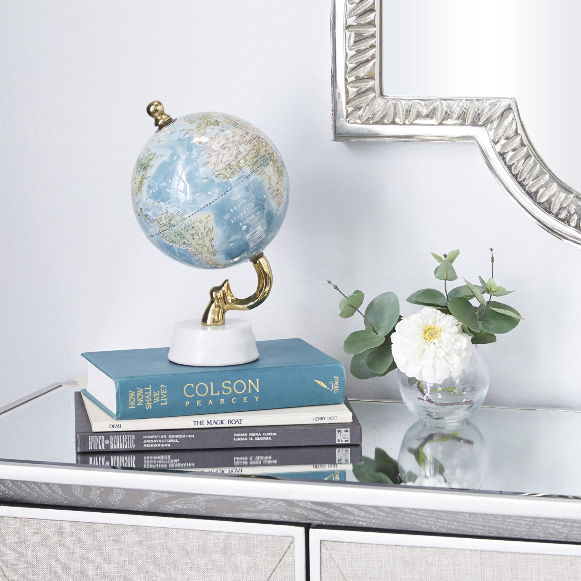 World Map Aluminum Metal Educational/Geographic Earth Globe with Marble Base
